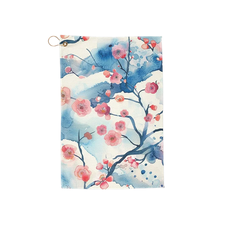 Traditional Japanese Watercolor Golf Towel - Pink Plum Blossom Gear product image (1)