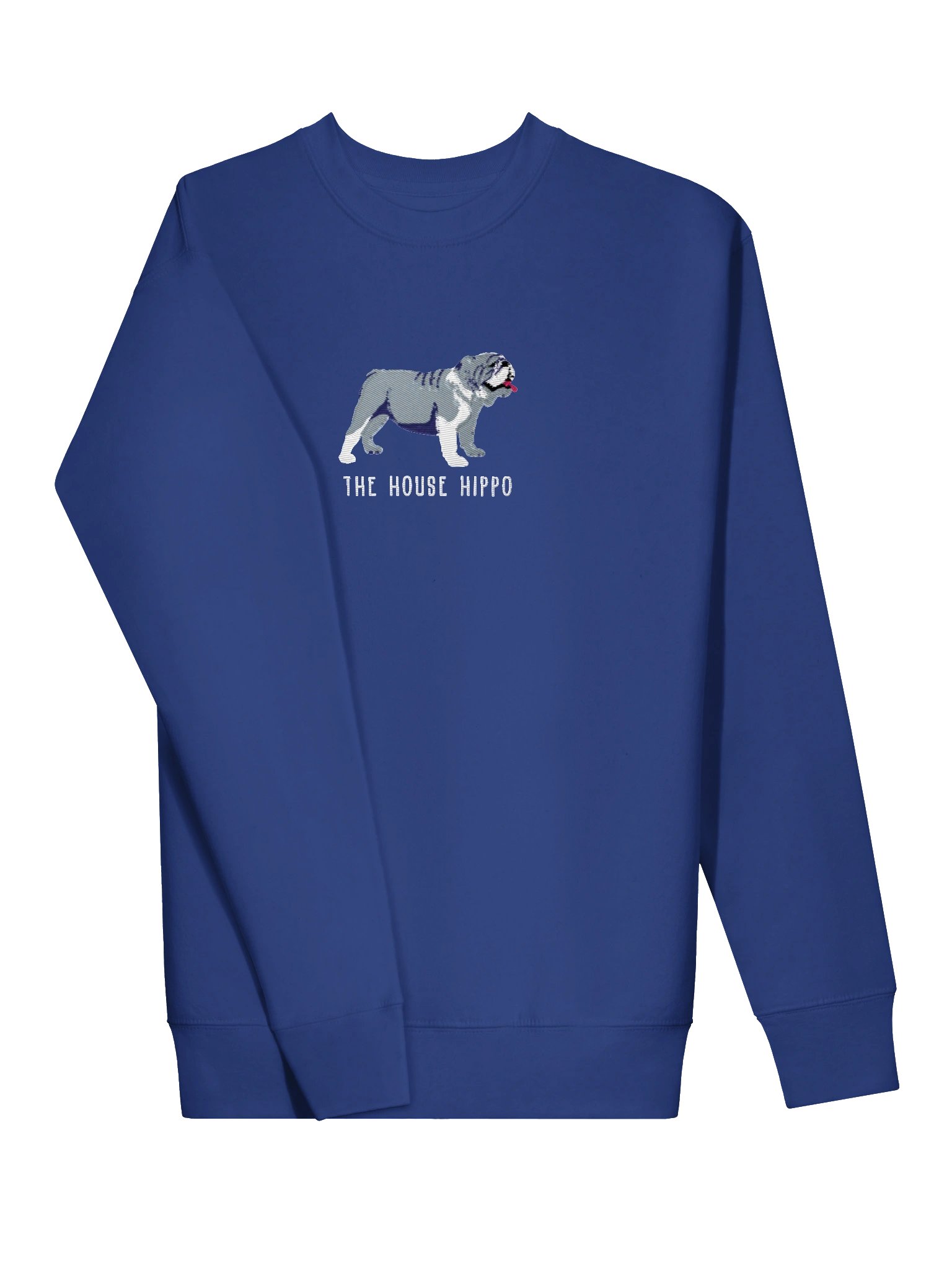 The House Hippo Sweatshirt (Embroidered) of an English Bulldog(Blue & White) product image (17)
