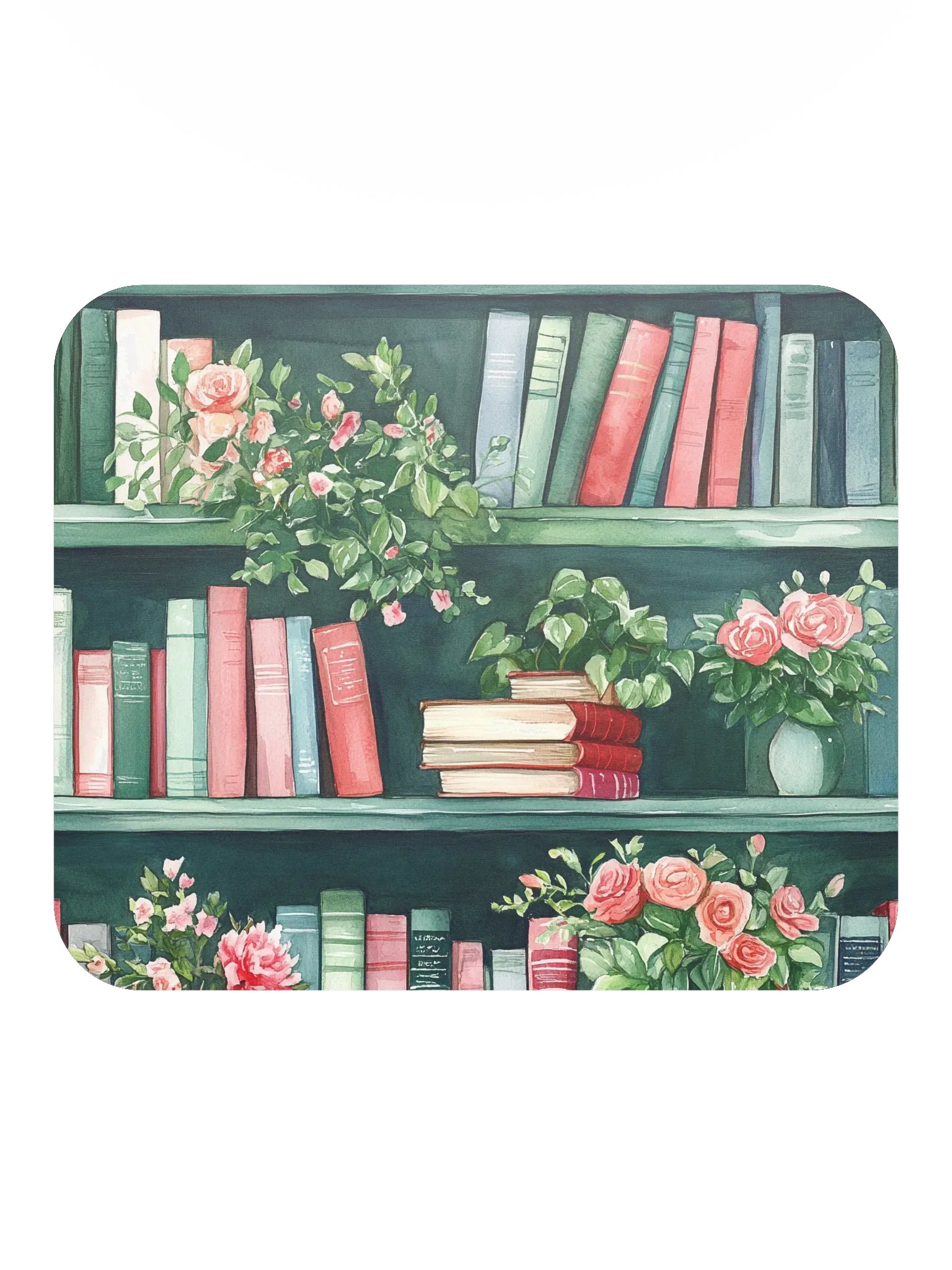 Green Bookshelf Mouse Pad by Treasure Pie product image (2)