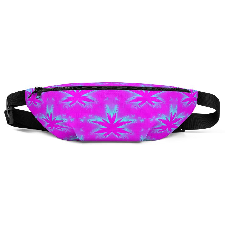 Cannabis Leaf 420 Fanny Pack, Weed Pattern Pink Blue Bag, Stoner Fashion Accessory product image (1)