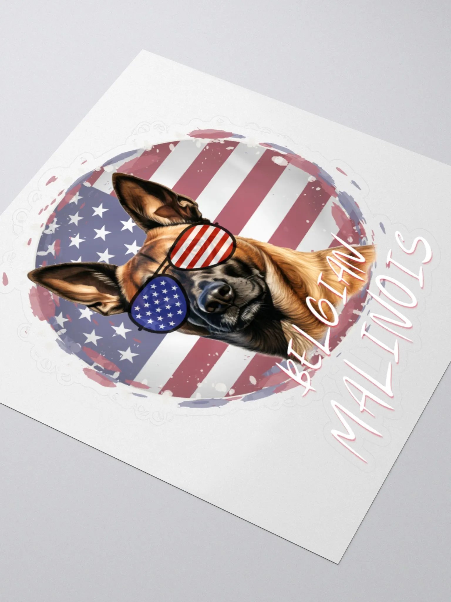 Belgian Malinois Circle American Flag Sticker product image (7)