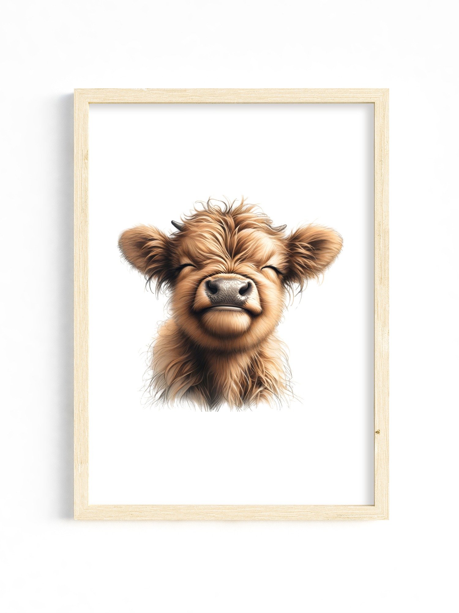 Smiling Fluffy Highland Cow Nursery Print product image (1)