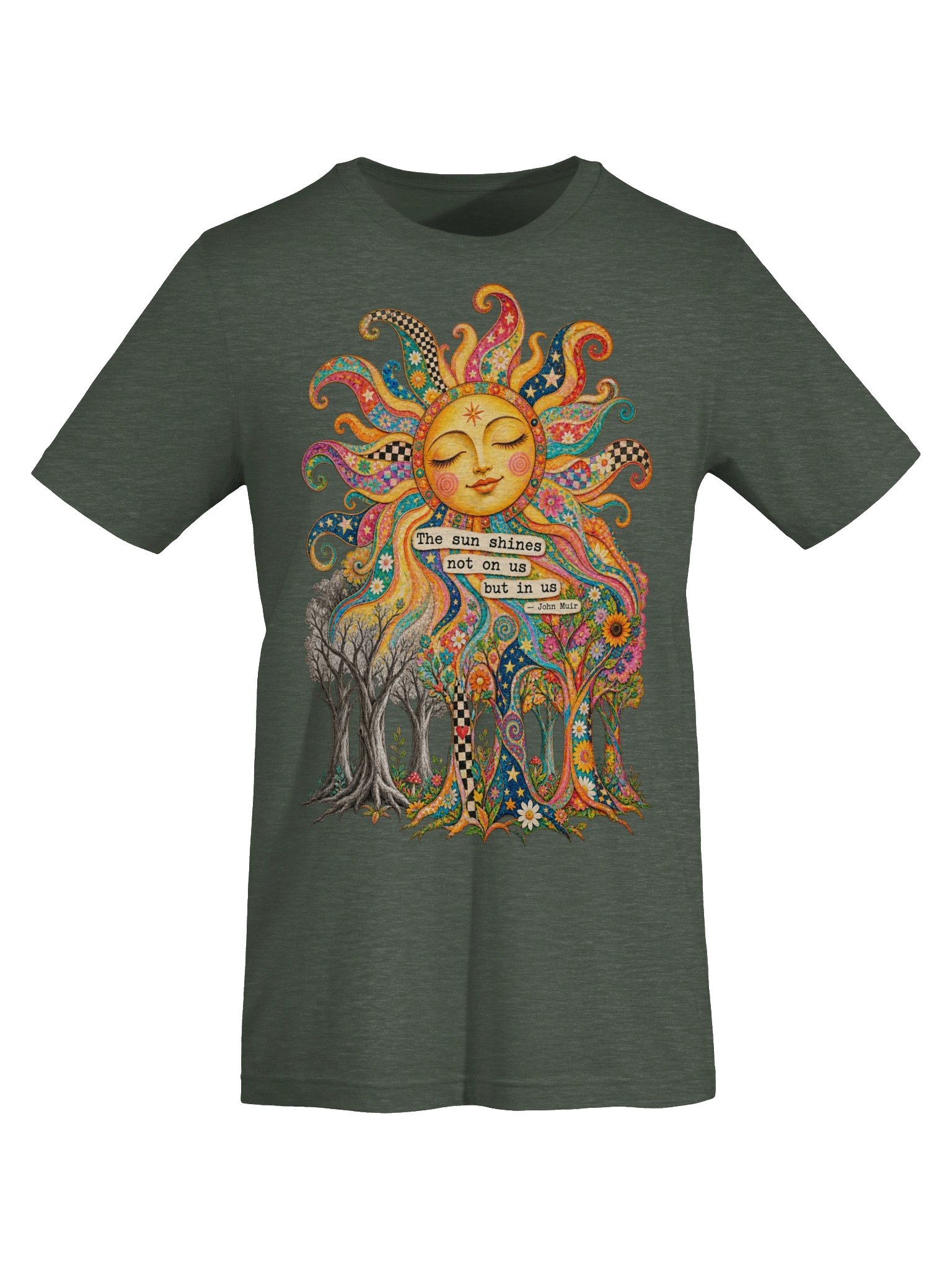 John Muir Sun Quote Psychedelic Nature Shirt, Celestial Tee for Forest Lovers product image (6)