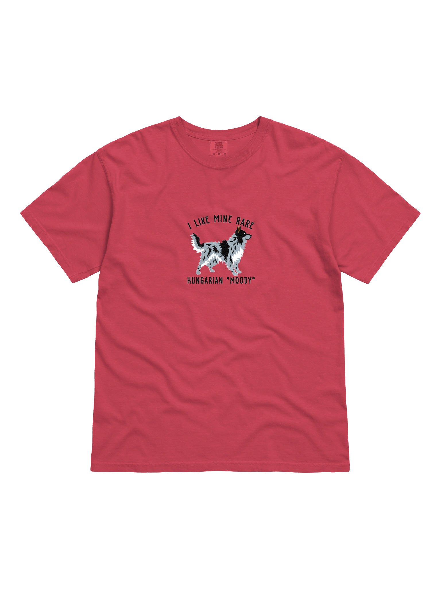 I Like Mine Rare T-Shirt(Embroidered) of a Hungarian Mudi(Gray) product image (4)
