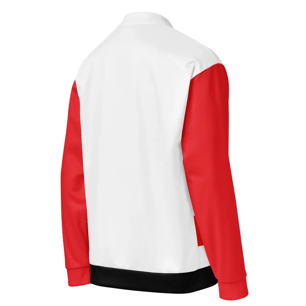 Black/White/Red Bent Lines Unisex Bomber Jacket product image (4)