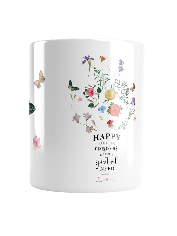 2026 Yearly Text Floral & Butterfly Mug – Matthew 5:3 Ceramic Coffee Cup product image (1)