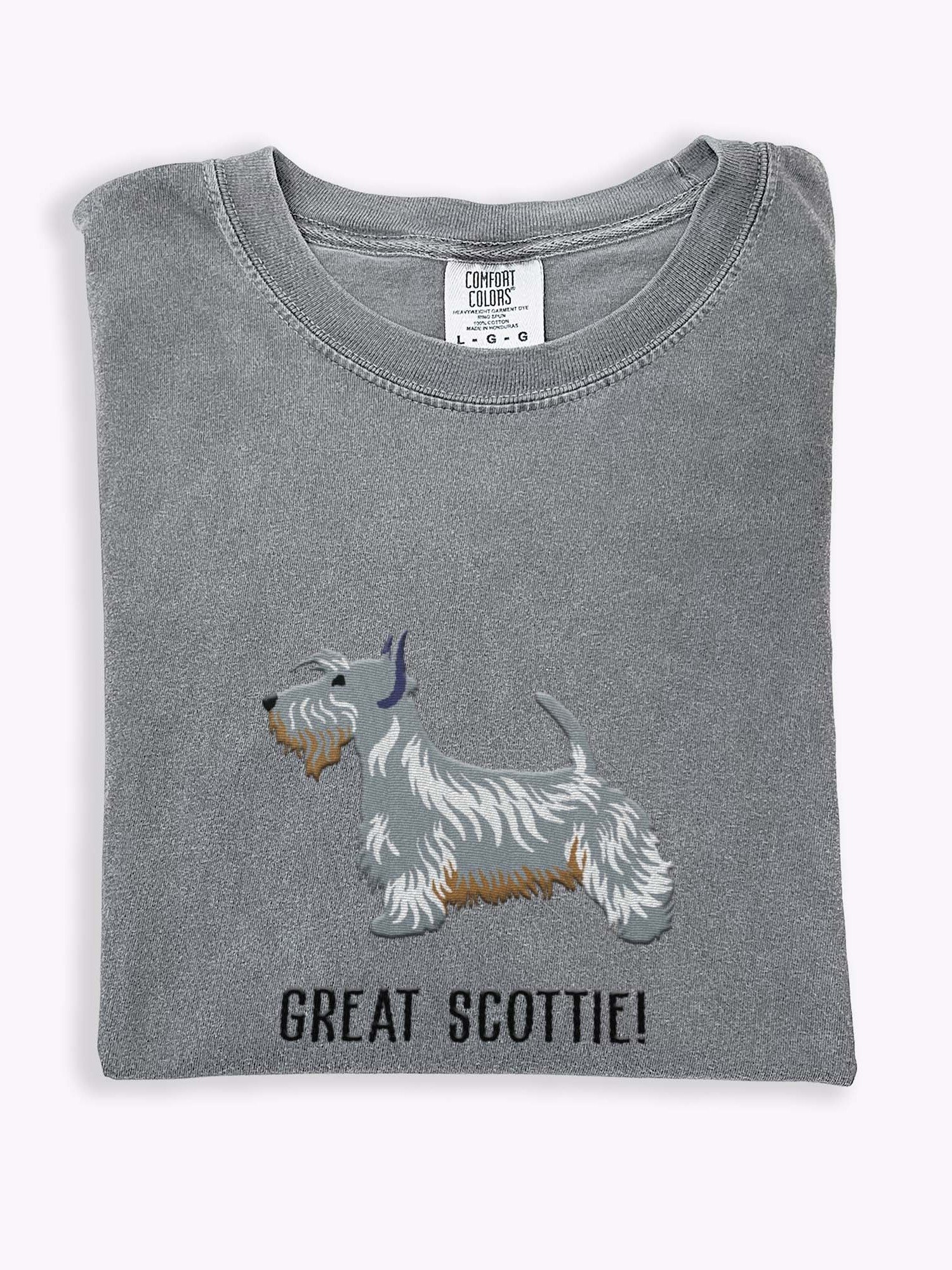 Great Scottie T-Shirt(Embroidered) of a Scottish Terrier(Blue) product image (1)