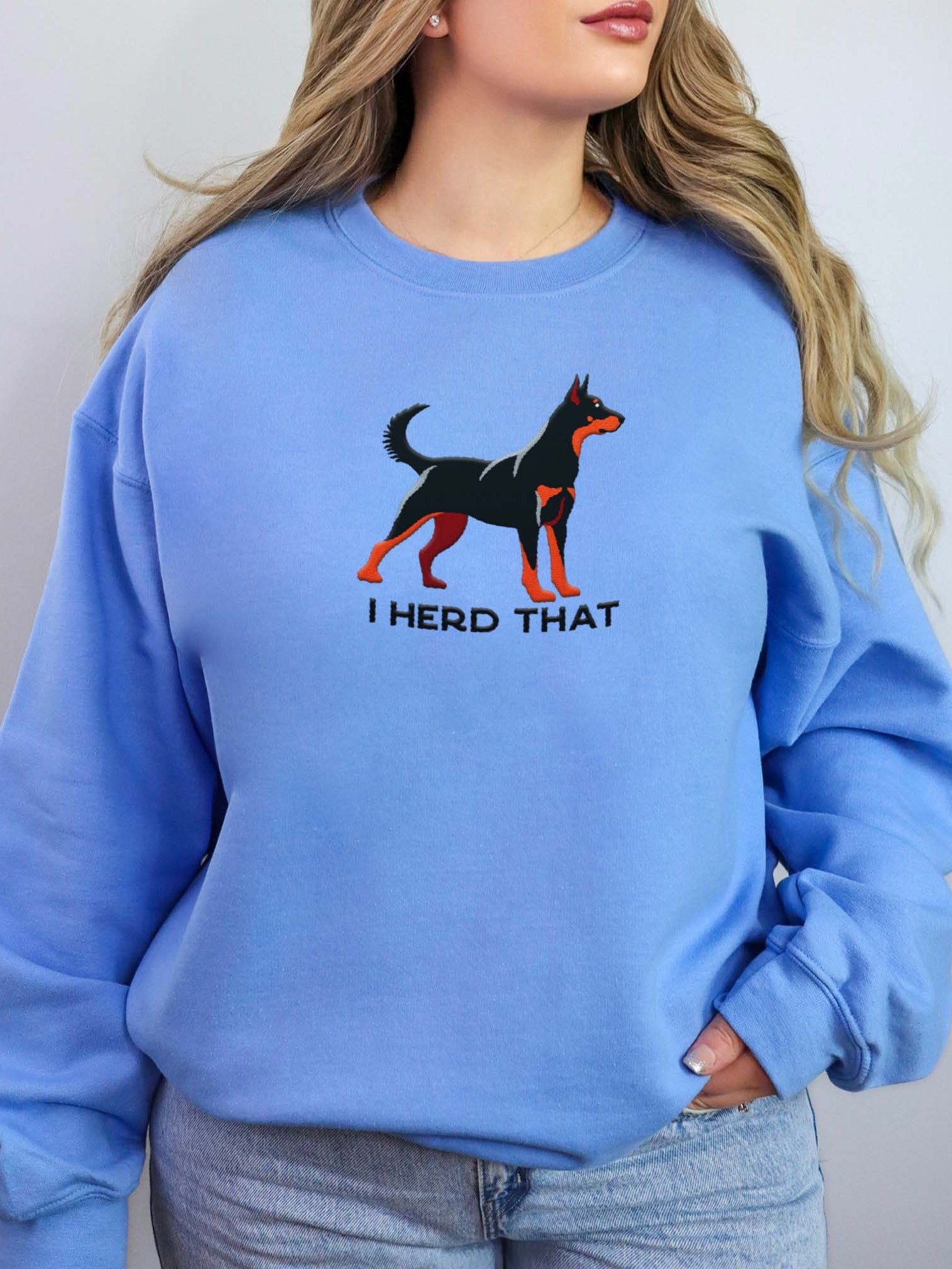 I Herd That Sweatshirt (Embroidered) of a Beauceron(Black & Tan, Cropped Ears) product image (2)