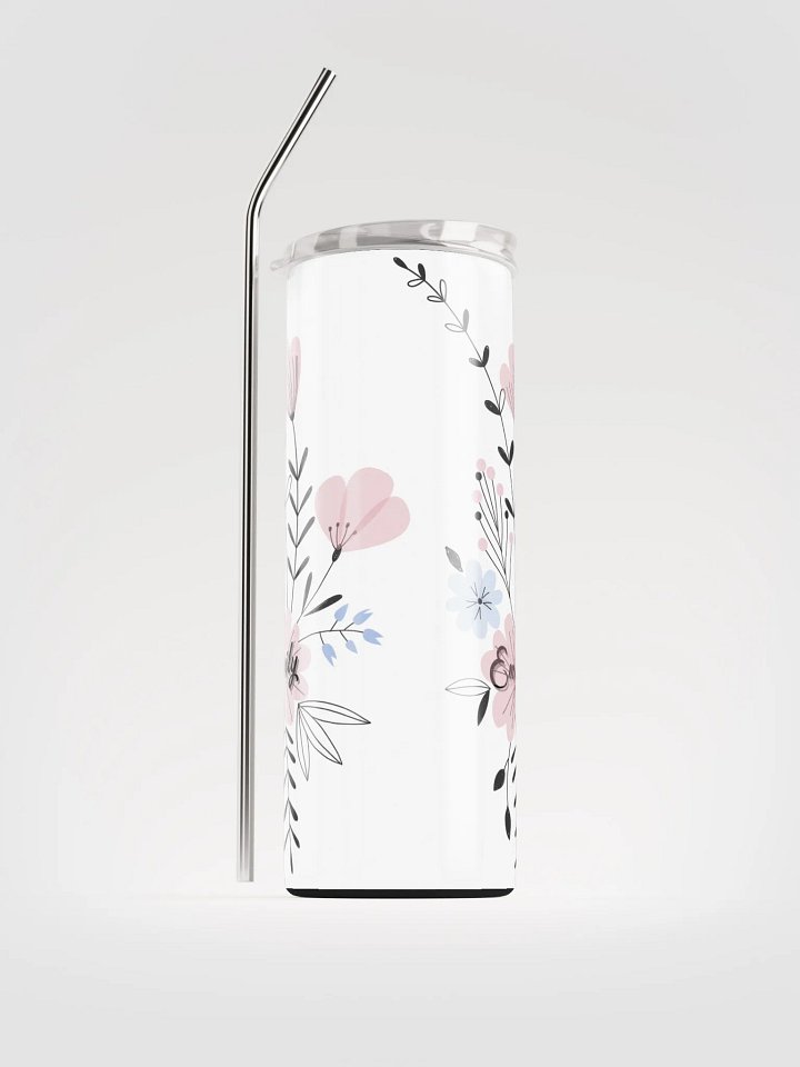 20oz Floral Stainless-Steel vacuum insulated Tumbler with reusable Straw, leak proof lid, Floral Tumbler, mug, portable Bottled Water Bottle. product image (1)