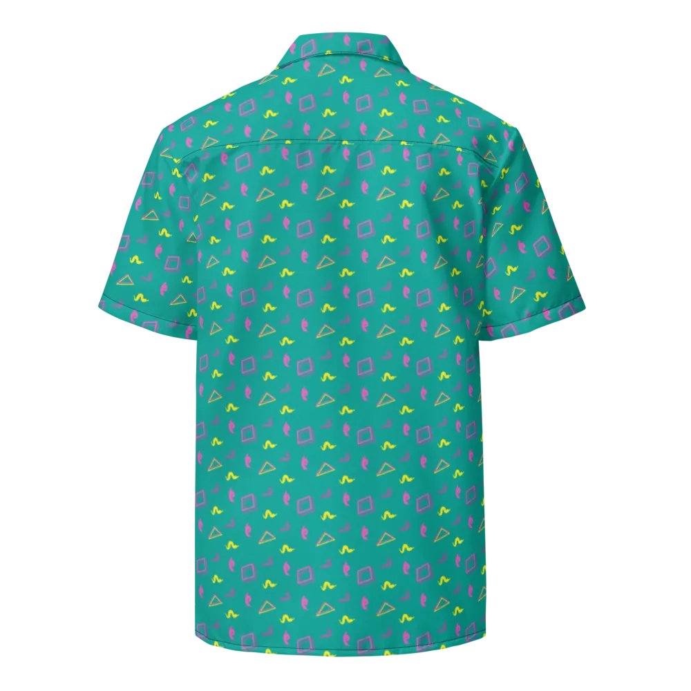 Oh Worm teal pattern button down shirt product image (3)