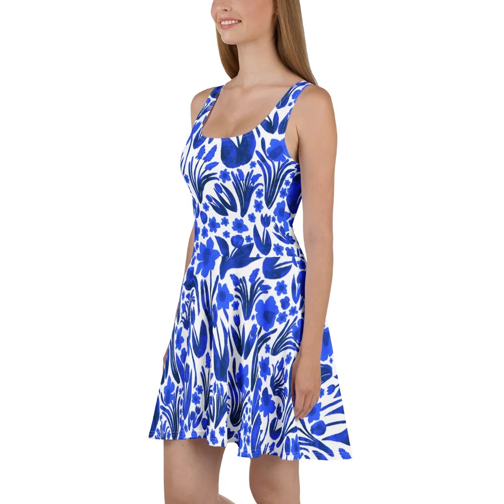 Spring Garden | Blue on White Skater Dress | Monique Faella Designs™ product image (5)