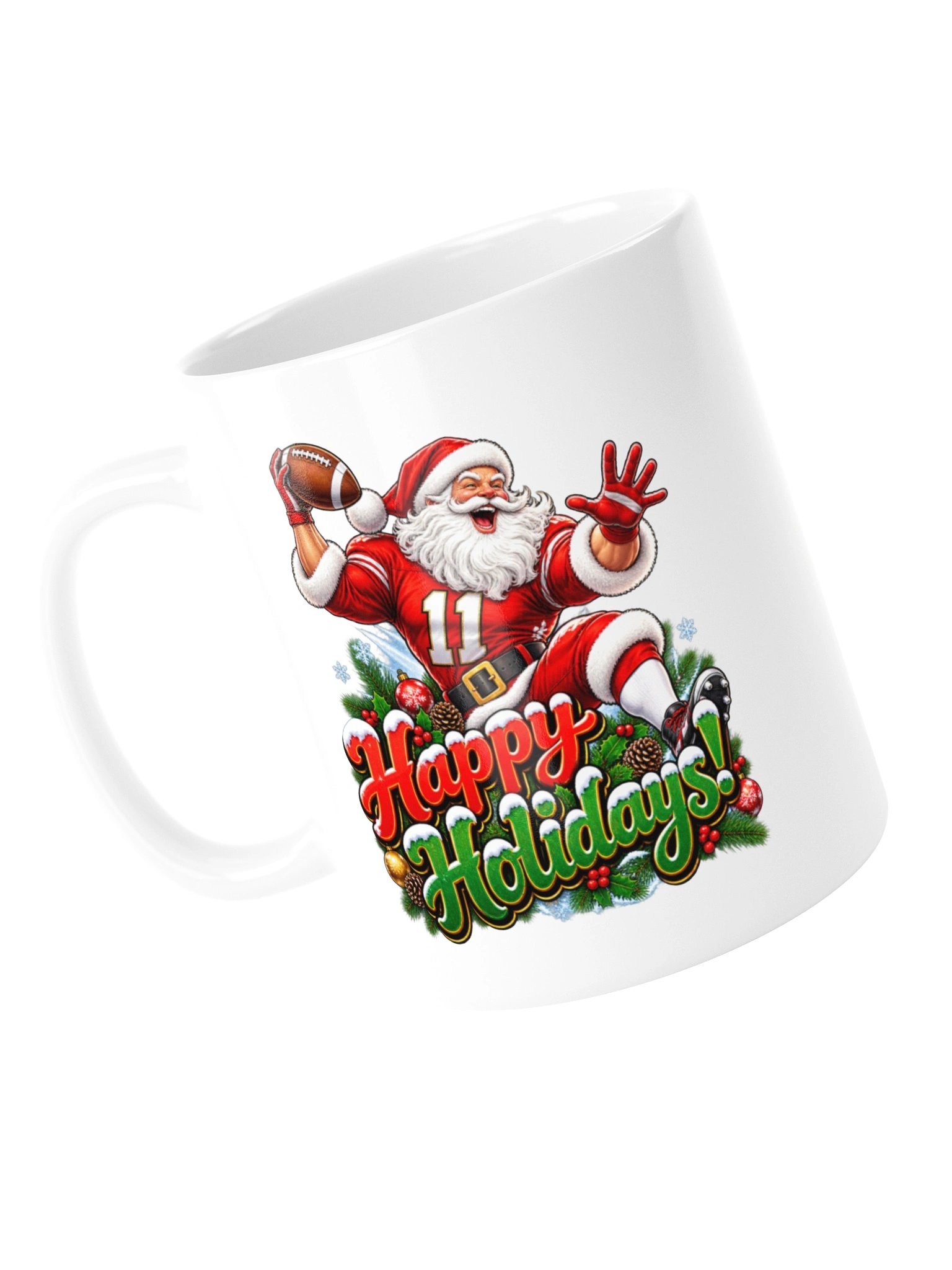 HAPPY HOLIDAYS — SANTA HAS ENTERED THE GAME! AMERICAN FOOTBALL MUG product image (13)