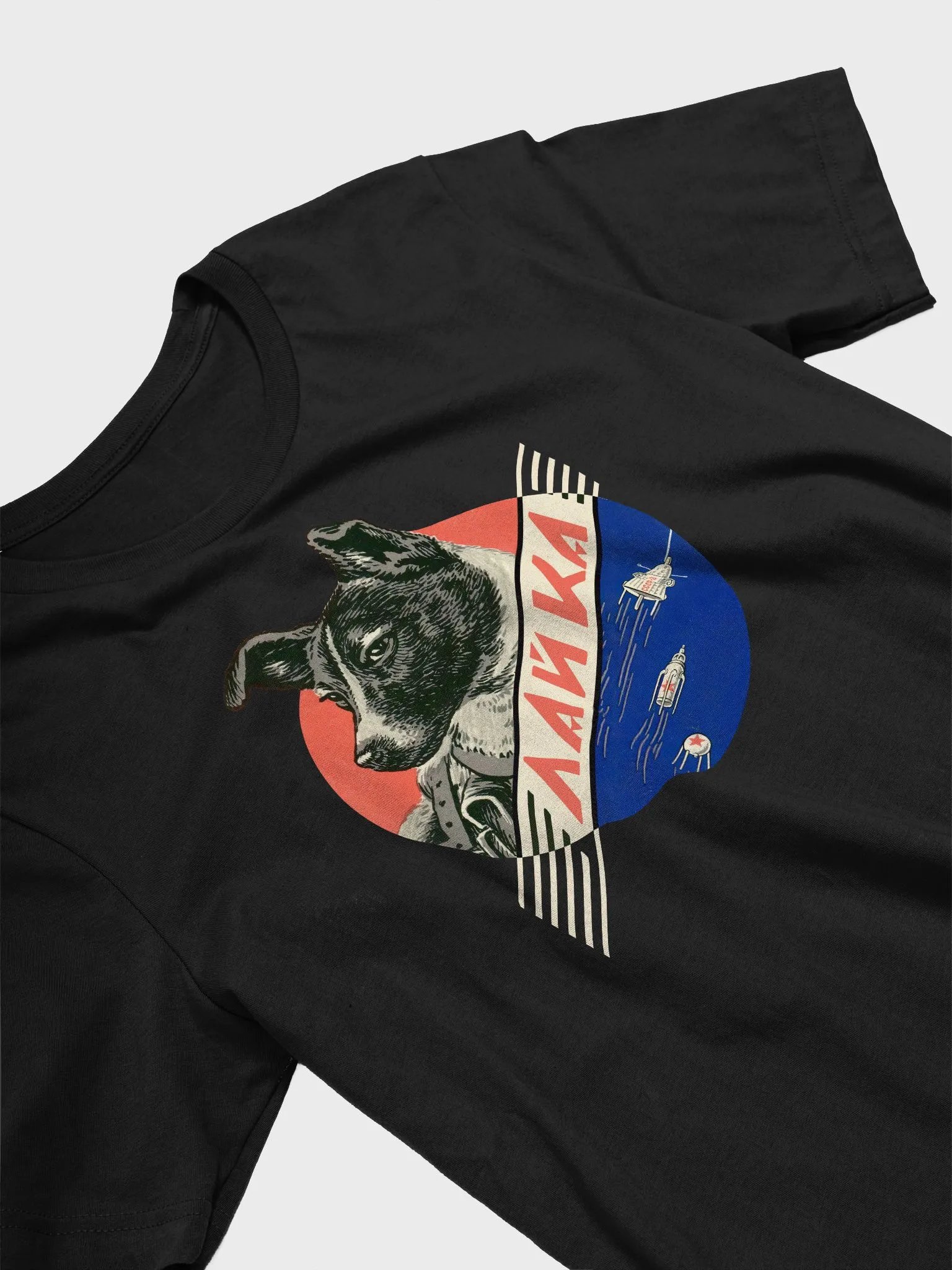 Laika, First space dog, Soviet vintage space — Unisex t-shirt, space t-shirt product image (7)