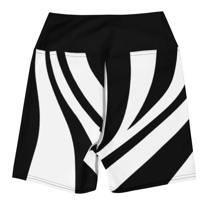 Black & White Abstract Wave Yoga Shorts product image (2)