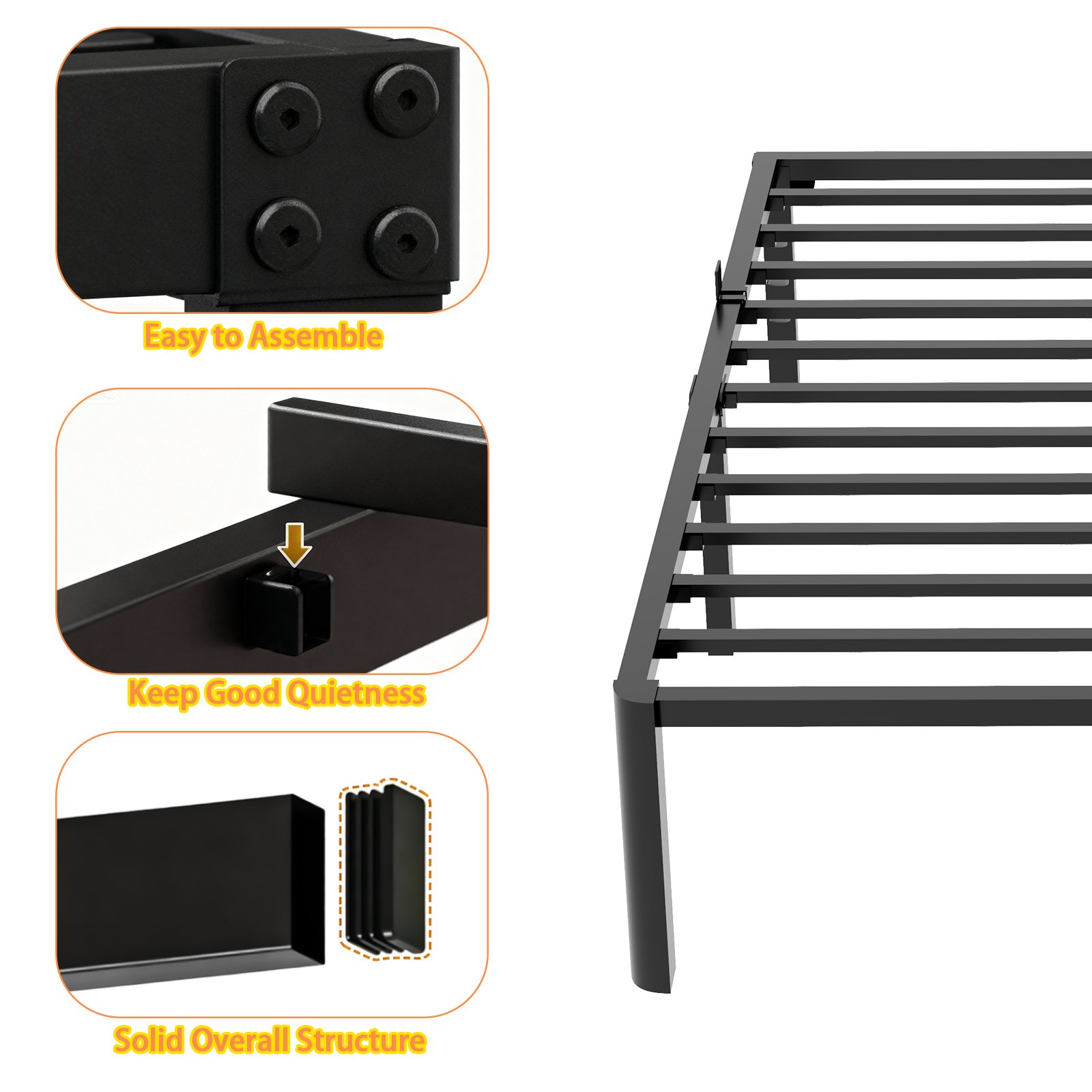 Queen Bed Frame, 14 Inch Metal Platform Bed Frame Queen Size with Storage Space Under Bed, Heavy Duty Steel Slat Support, Easy Assembly, No Box Spring Needed product image (7)