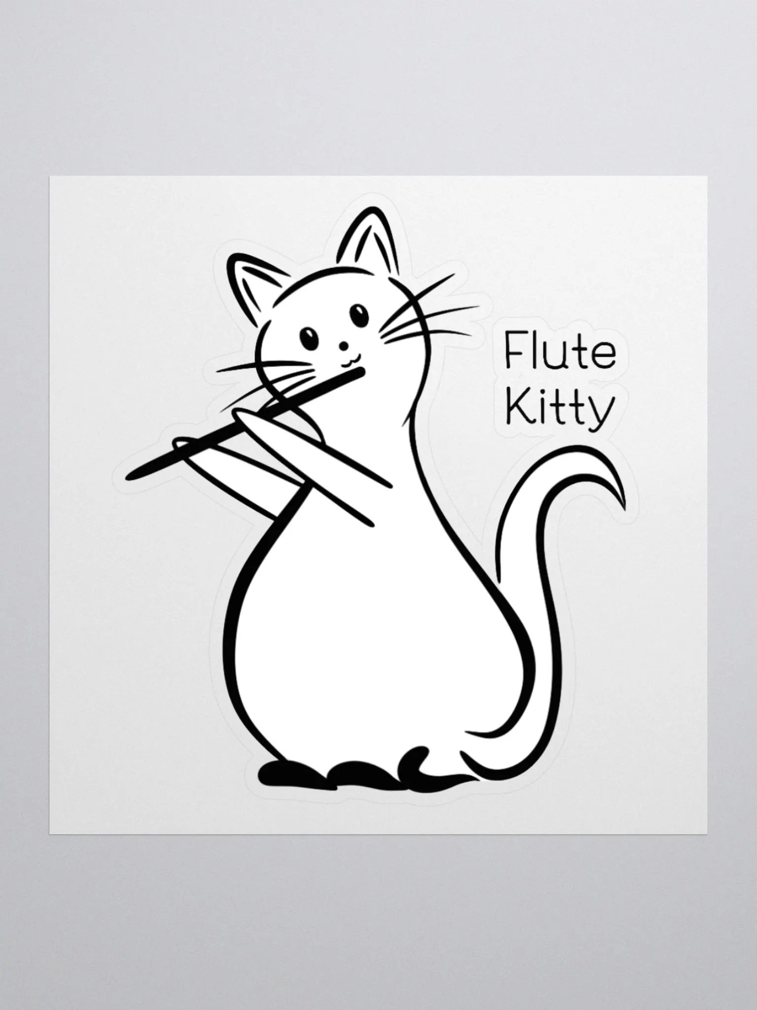 Whimsical Kiss Cut Flute Kitty Sticker product image (1)