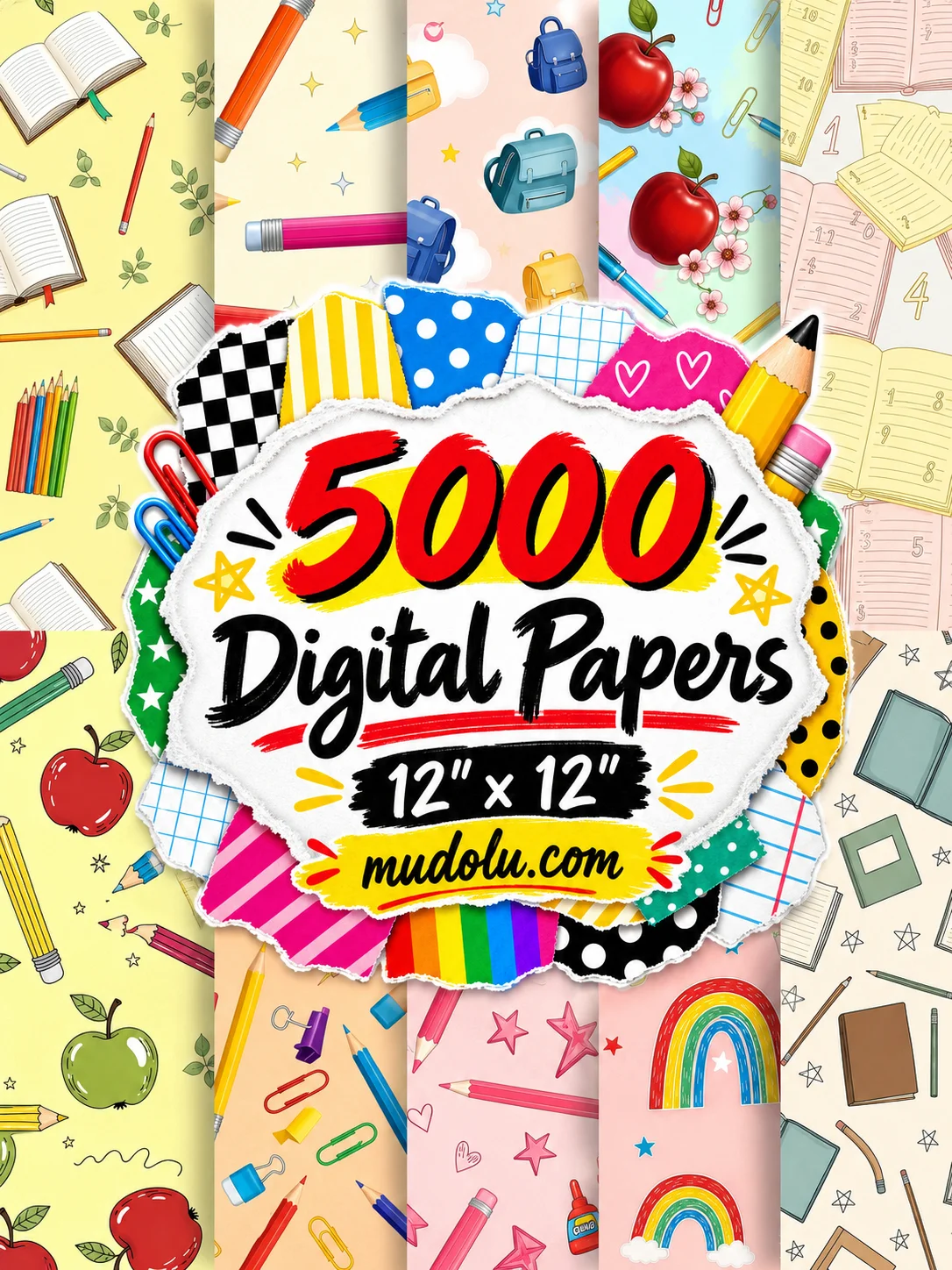 5000 School Digital Papers, Back to Classroom Scrapbook Mega Bundle product image (1)