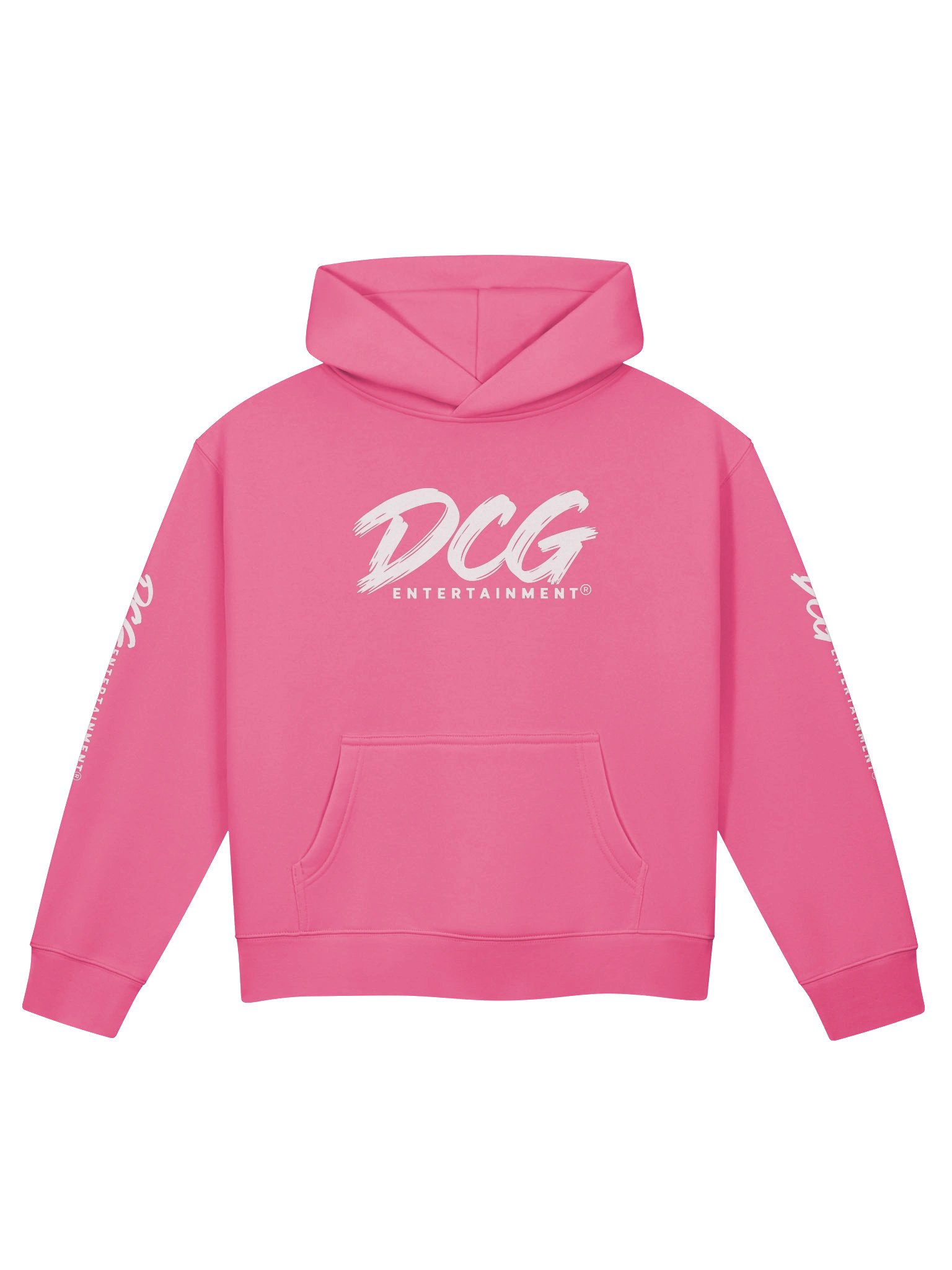 DCG Signature Women’s Relaxed Hoodie – White Logo on Pink product image (1)