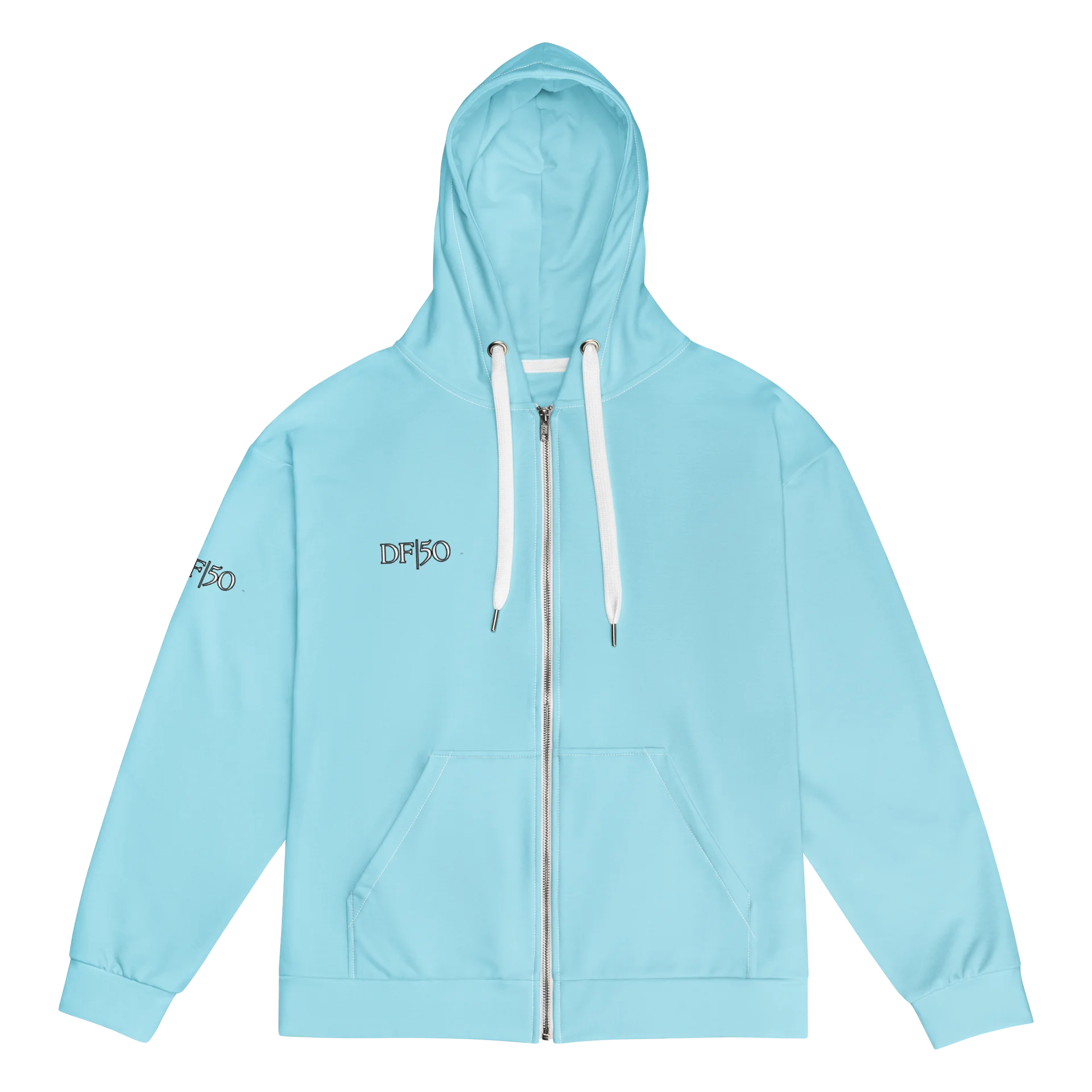 DONT FEEL 50 YOU ARE TIMELESS Aqua ZIP HOODIE MADE WITH RECYCLED POLYESTER UNISEX product image (7)