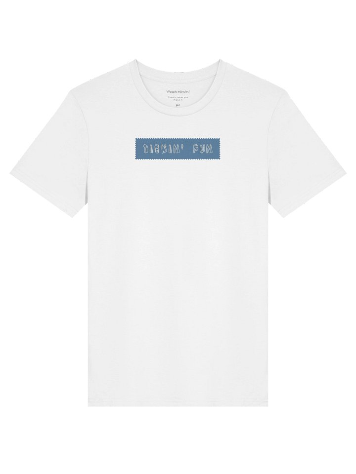 Standard Fit Light Cotton "Tickin' Fun Label" T-Shirt, White product image (1)