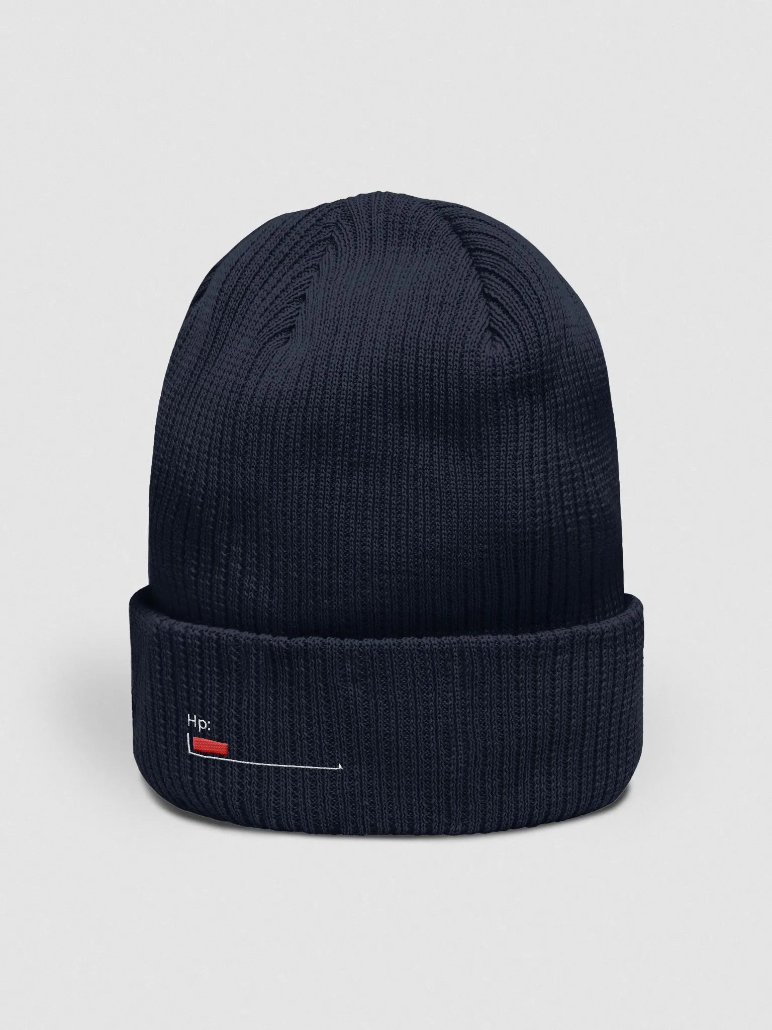 White Healthbar Embroidered on Organic Beanie / Dark Colors product image (2)
