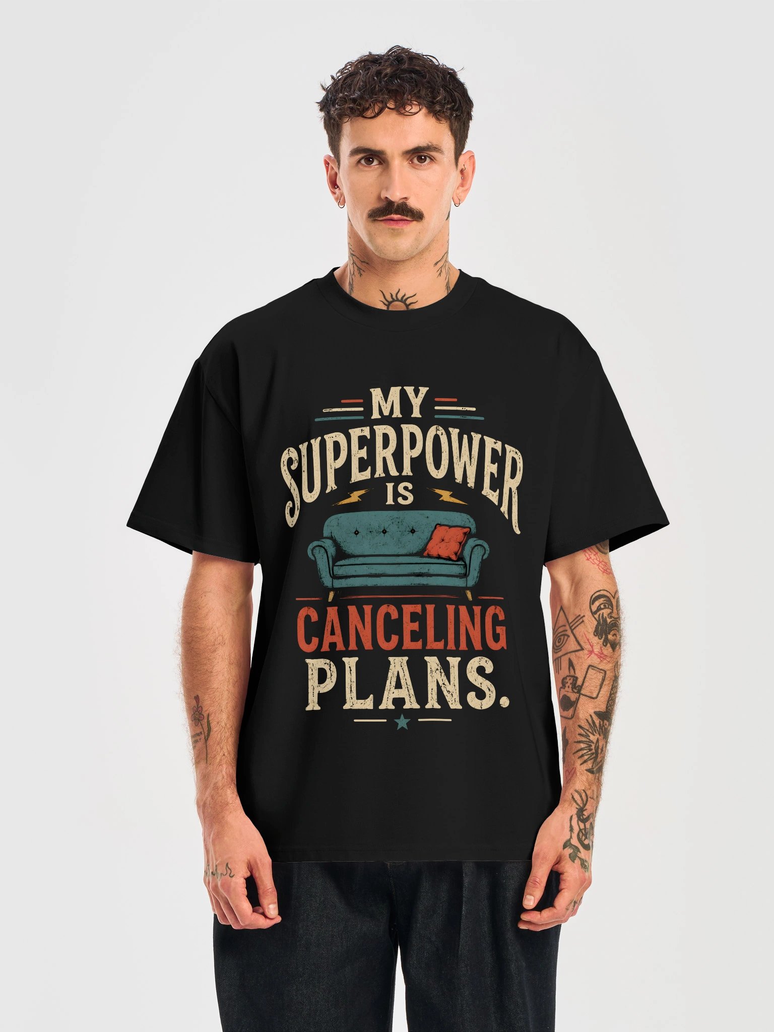 My Superpower Is Canceling Plans T-Shirt | Funny Introvert Tee | Vintage Retro Graphic Shirt | Sarcastic Humor Gift for Homebody product image (2)