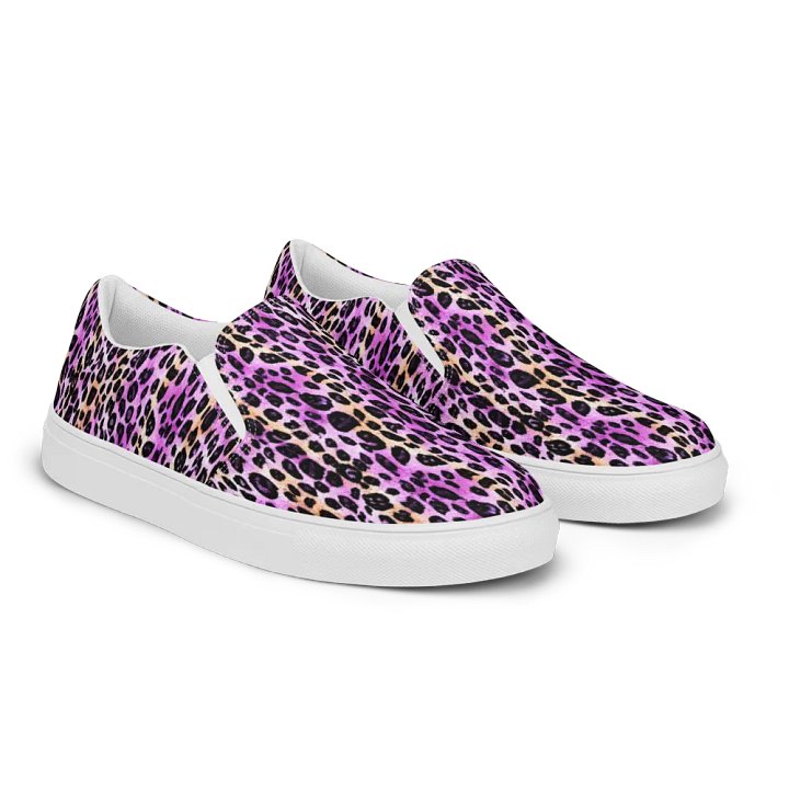 Purple Beige Leopard Women Canvas Shoes product image (2)
