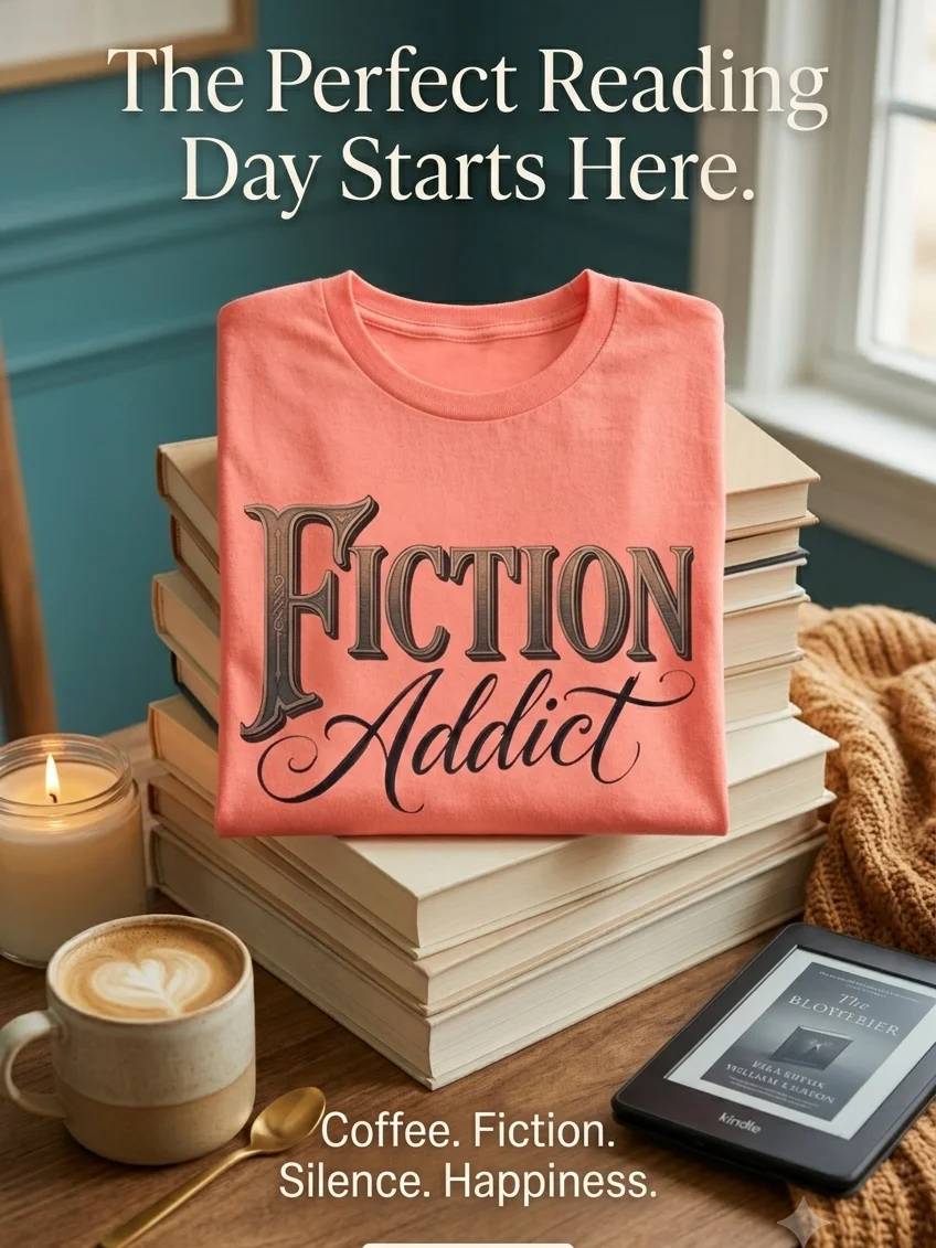 Fiction Addict Luxury Bookish Tee – Dark Academia & Fantasy Reader T-Shirt product image (7)
