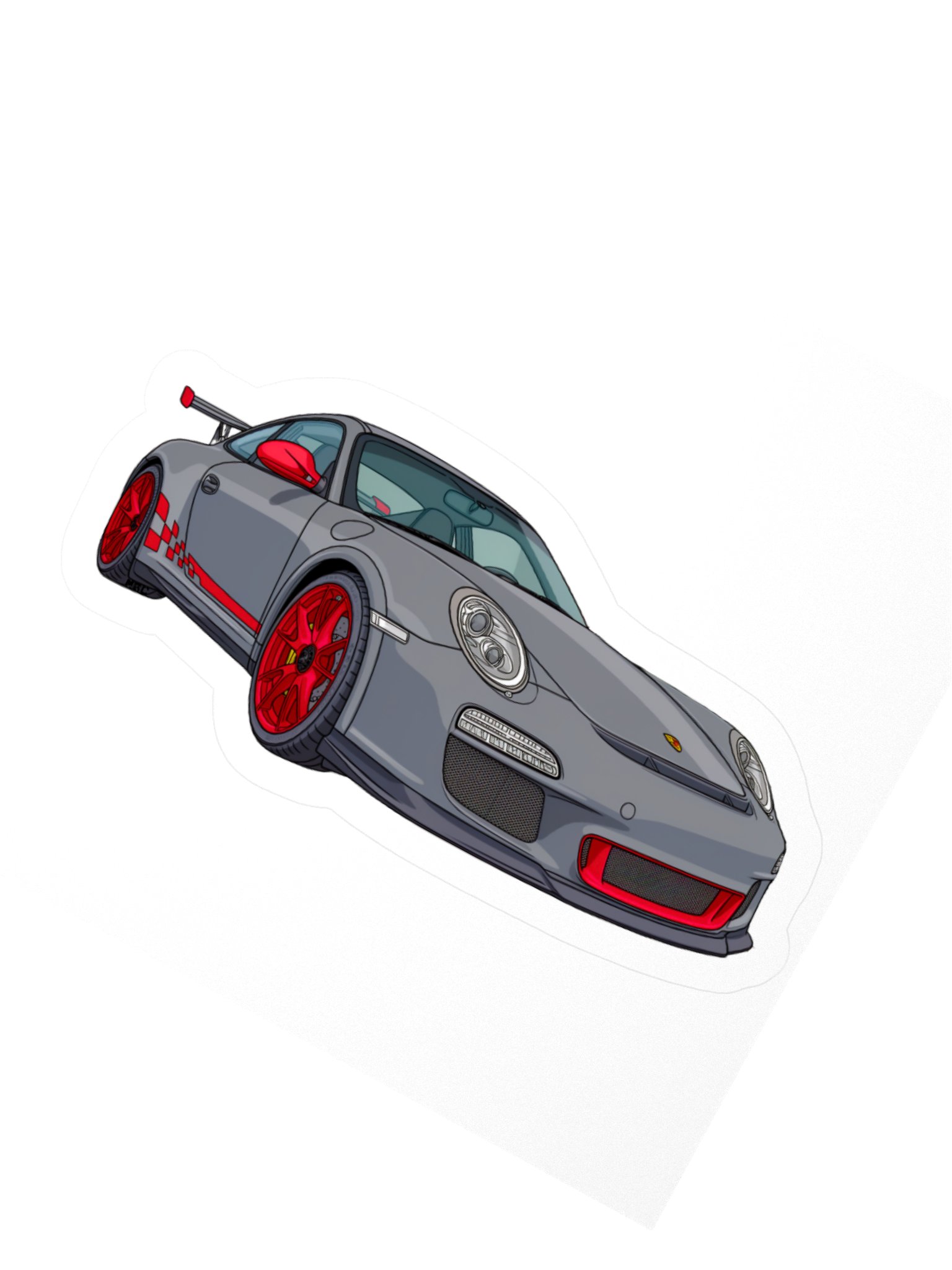 Grey Porsche GT3 RS Sticker (Retro, Sketch, Silhouette) product image (5)