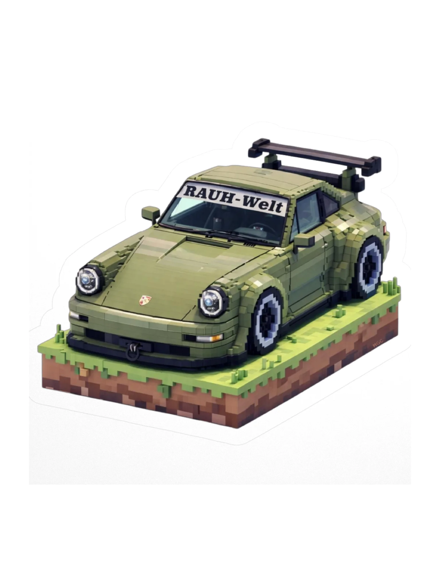 Black Olive Porsche 993 RWB "Corndog" Rauh-Welt Begriff Sticker (Pixel, Retro, Minecraft) product image (1)