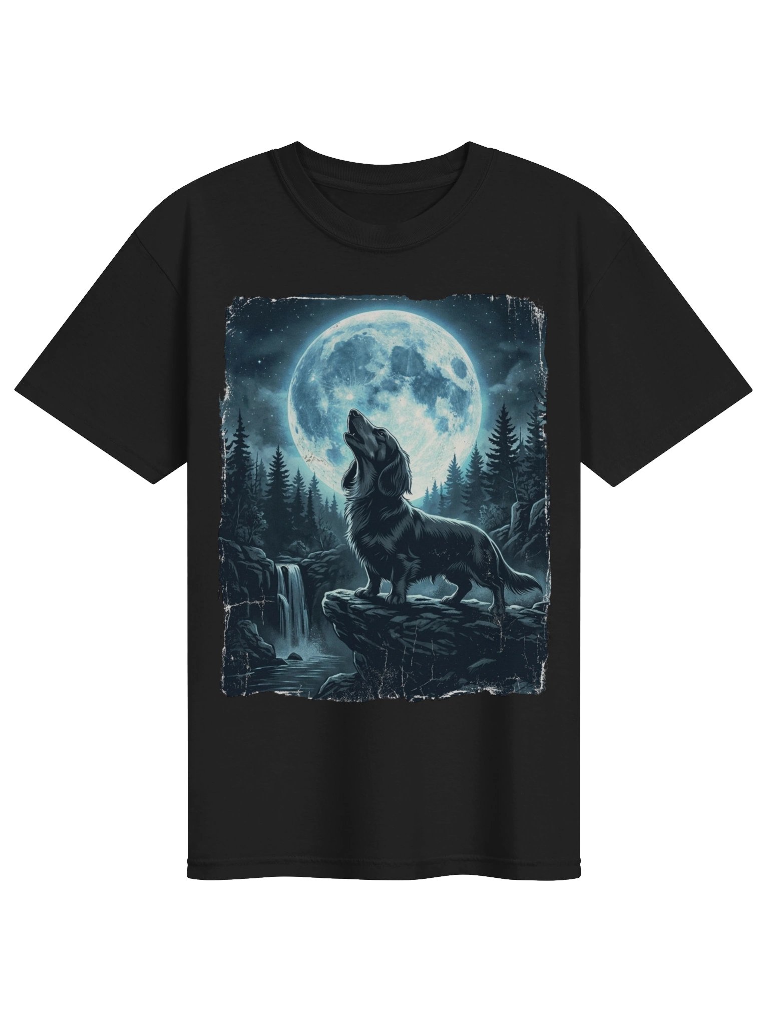 Howling Dachshund Moon T-Shirt - Funny Wiener Dog Wolf Pack Shirt product image (1)