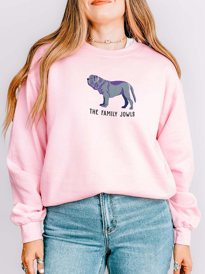The Family Jowls Sweatshirt (Embroidered) of a Neapolitan Mastiff(Blue) product image (2)