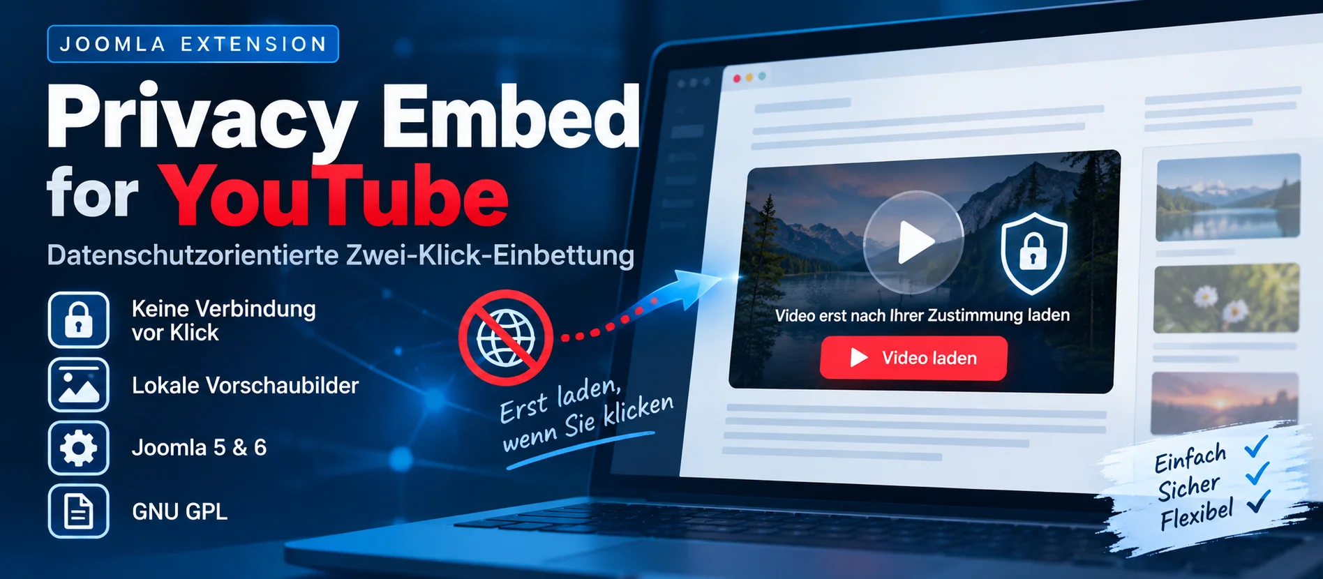 Privacy Embed for YouTube – Datenschutzfreundliche YouTube-Einbindung für Joomla product image (1)