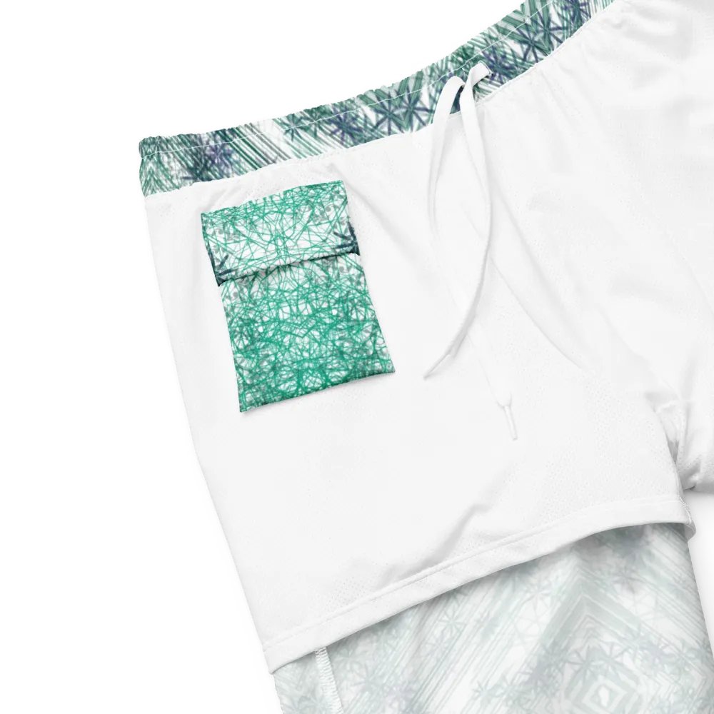 Shades Of Green Geometric Pattern Mens Swim Shorts product image (9)