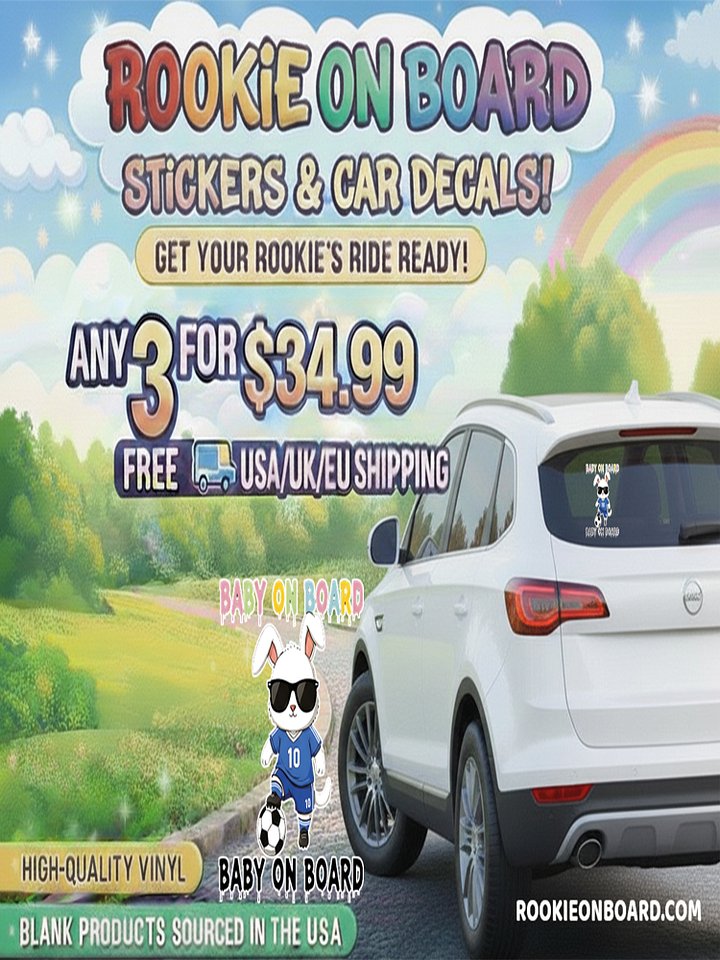 Funny Bunny Soccer Baby on Board Sticker - 5x5 Weatherproof Vinyl Car Decal - Cute Bunny Soccer Mom and Soccer Dad Gift product image (2)