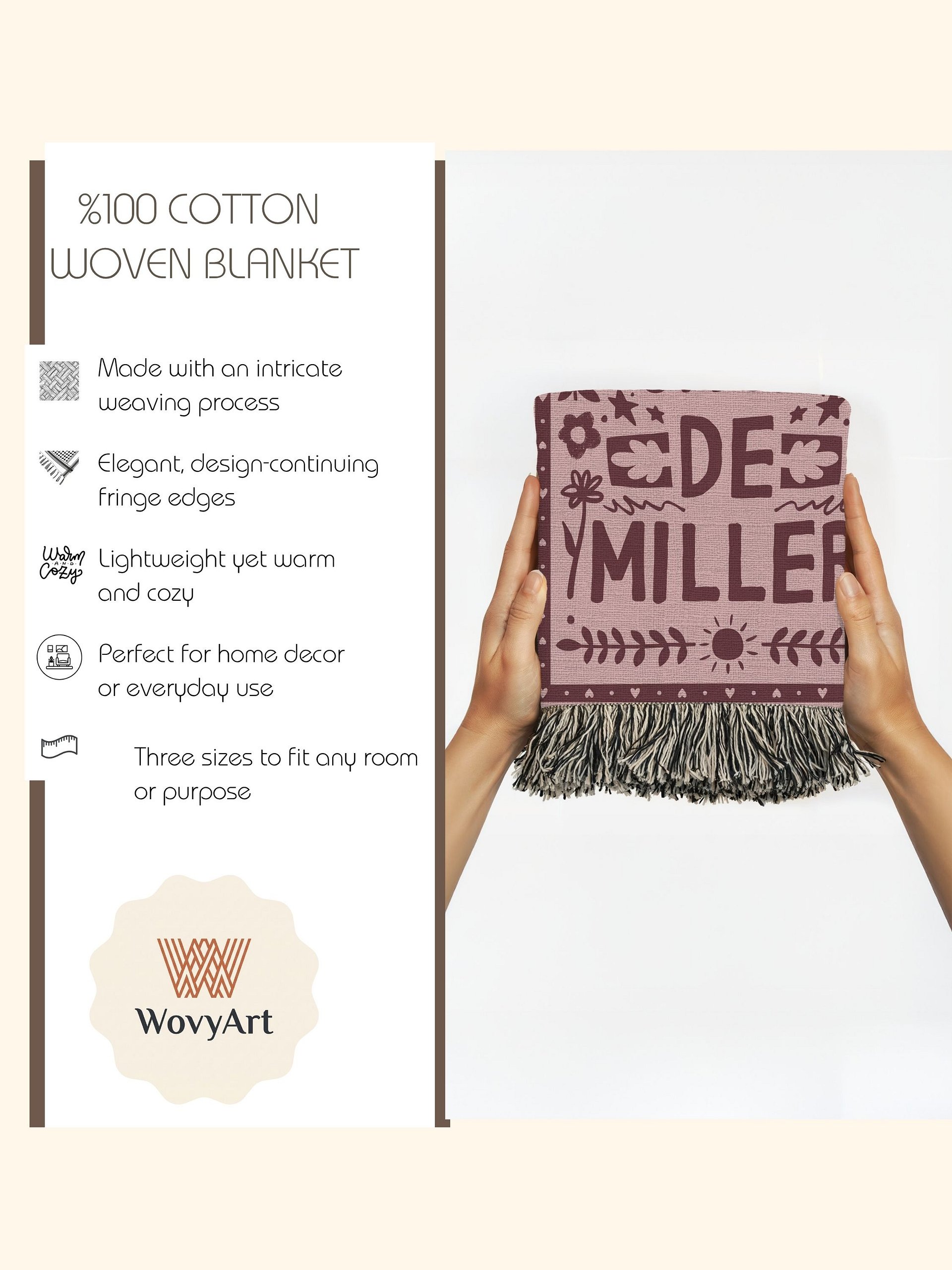 Personalized Family Name Woven Blanket – Custom Wedding Gift, Anniversary Keepsake & Housewarming Throw for Couples product image (5)