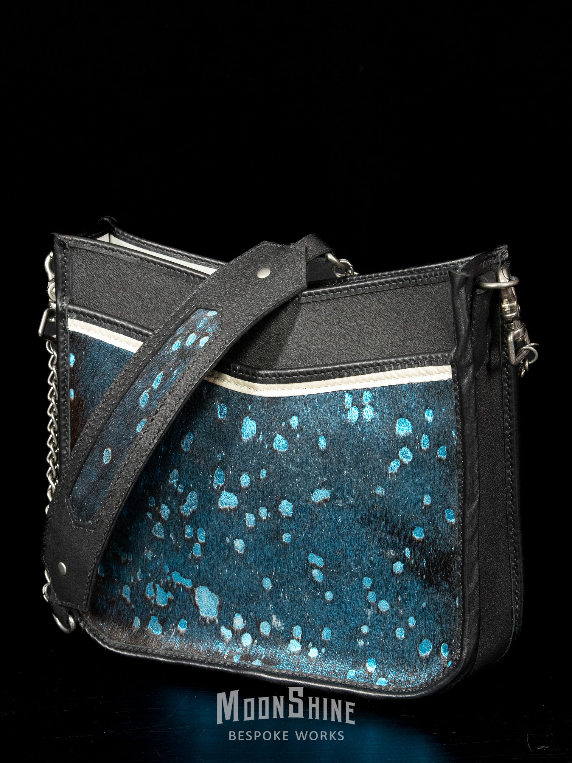 Blue Metallic Acid Wash Hair-On Hide Shoulder Bag product image (3)