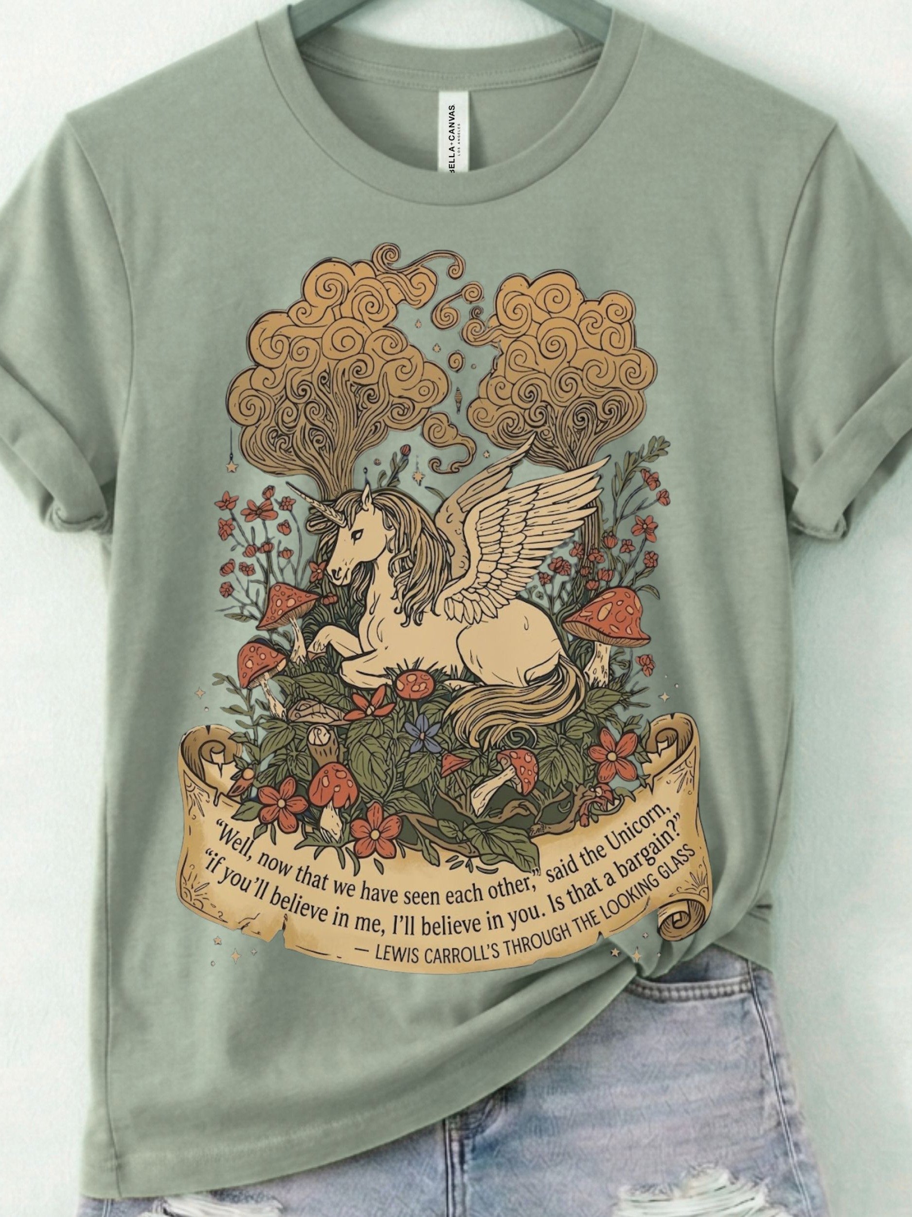 Lewis Carroll Unicorn Shirt, Through the Looking Glass Quote, Wonderland Fantasy product image (1)