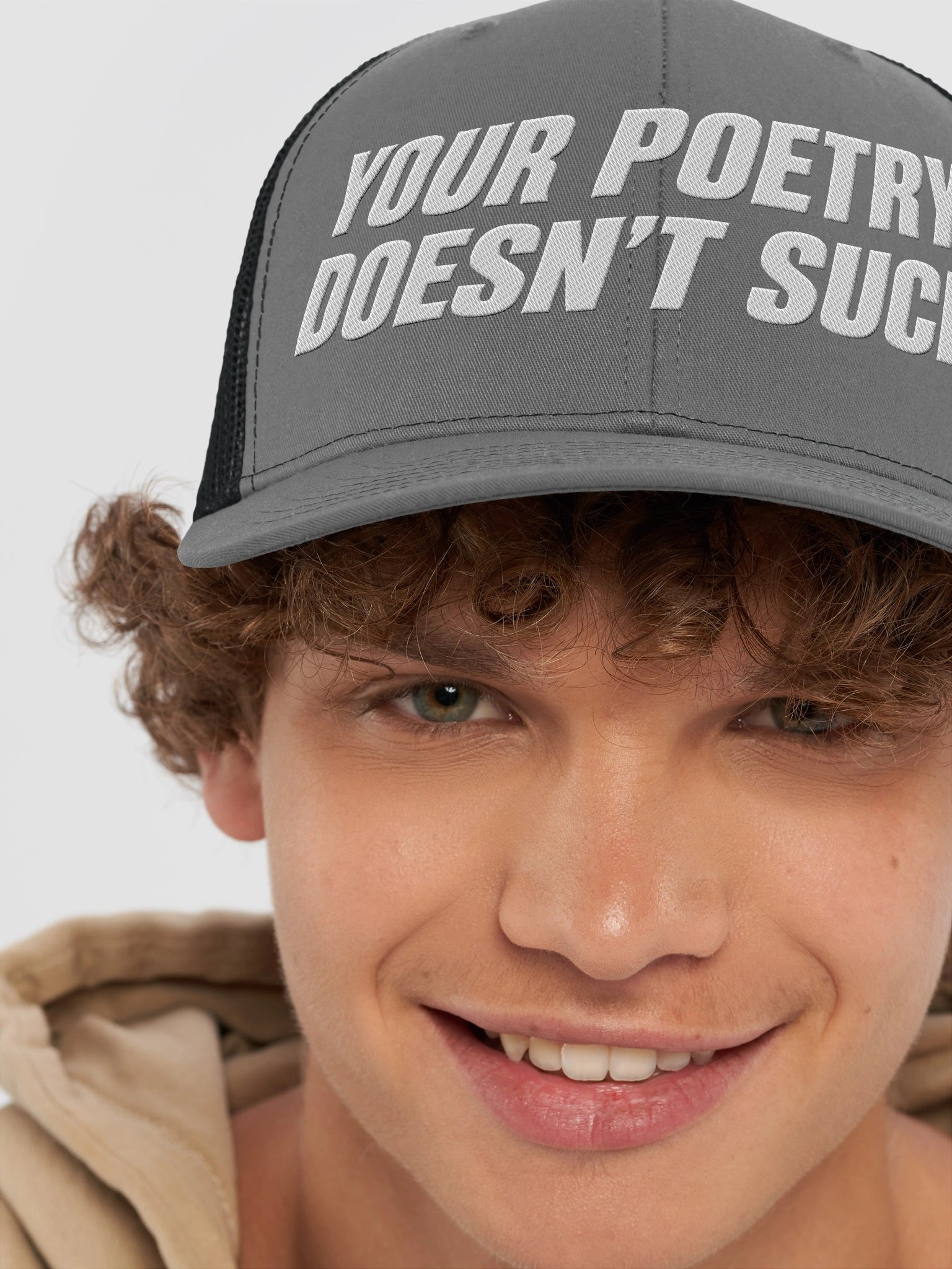 Your Poetry Doesn't Suck Trucker Hat - Charcoal/Black/White product image (8)