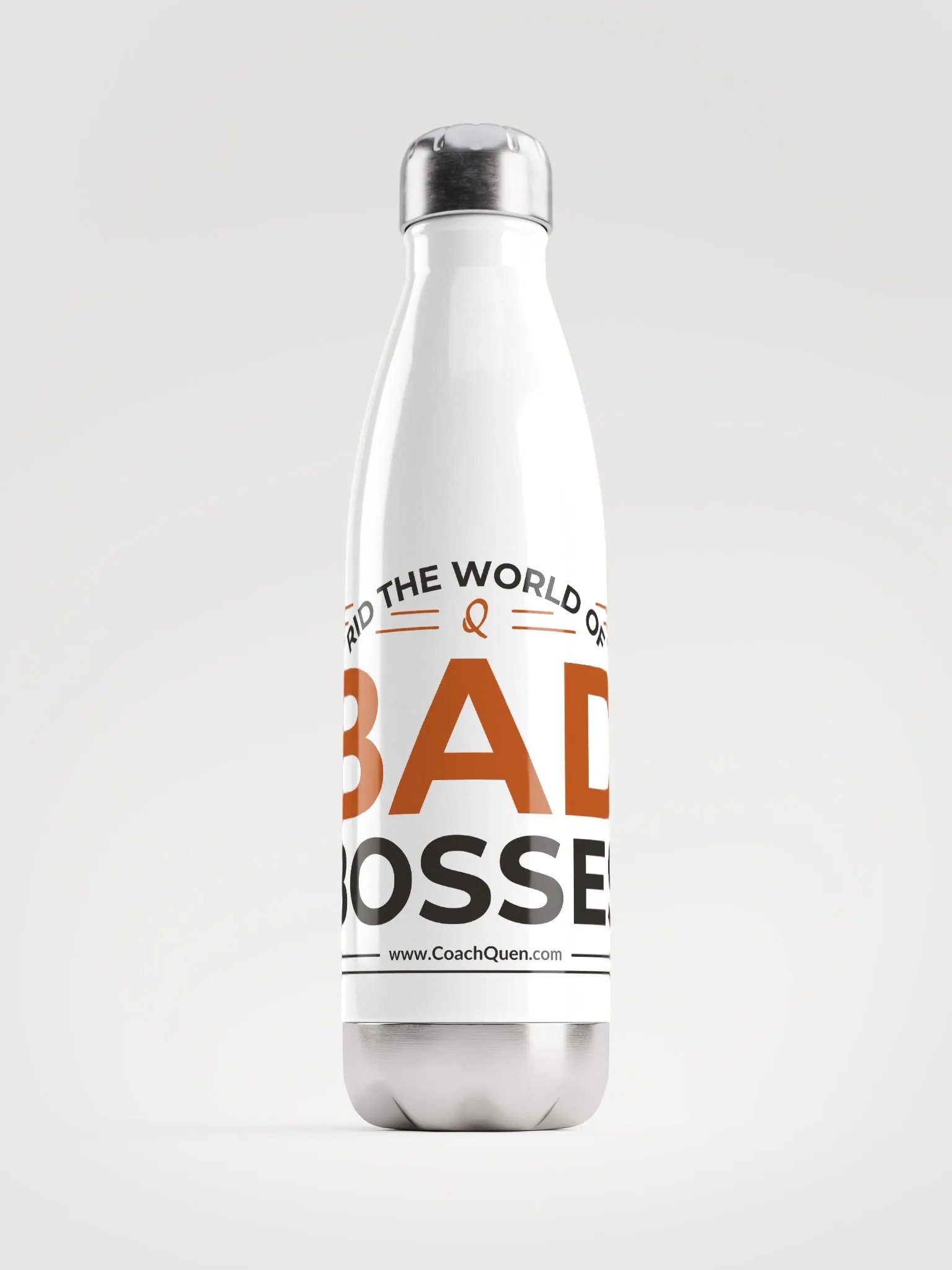 Rid the World of Bad Bosses Black Logo Stainless Steel Water Bottle product image (2)