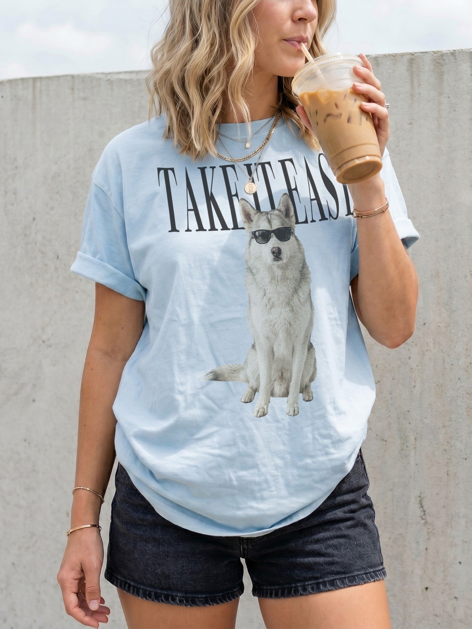 Take It Easy '90s Pop Vintage-Style T-Shirt for Alaskan Malamute(Black & White) Owners product image (2)