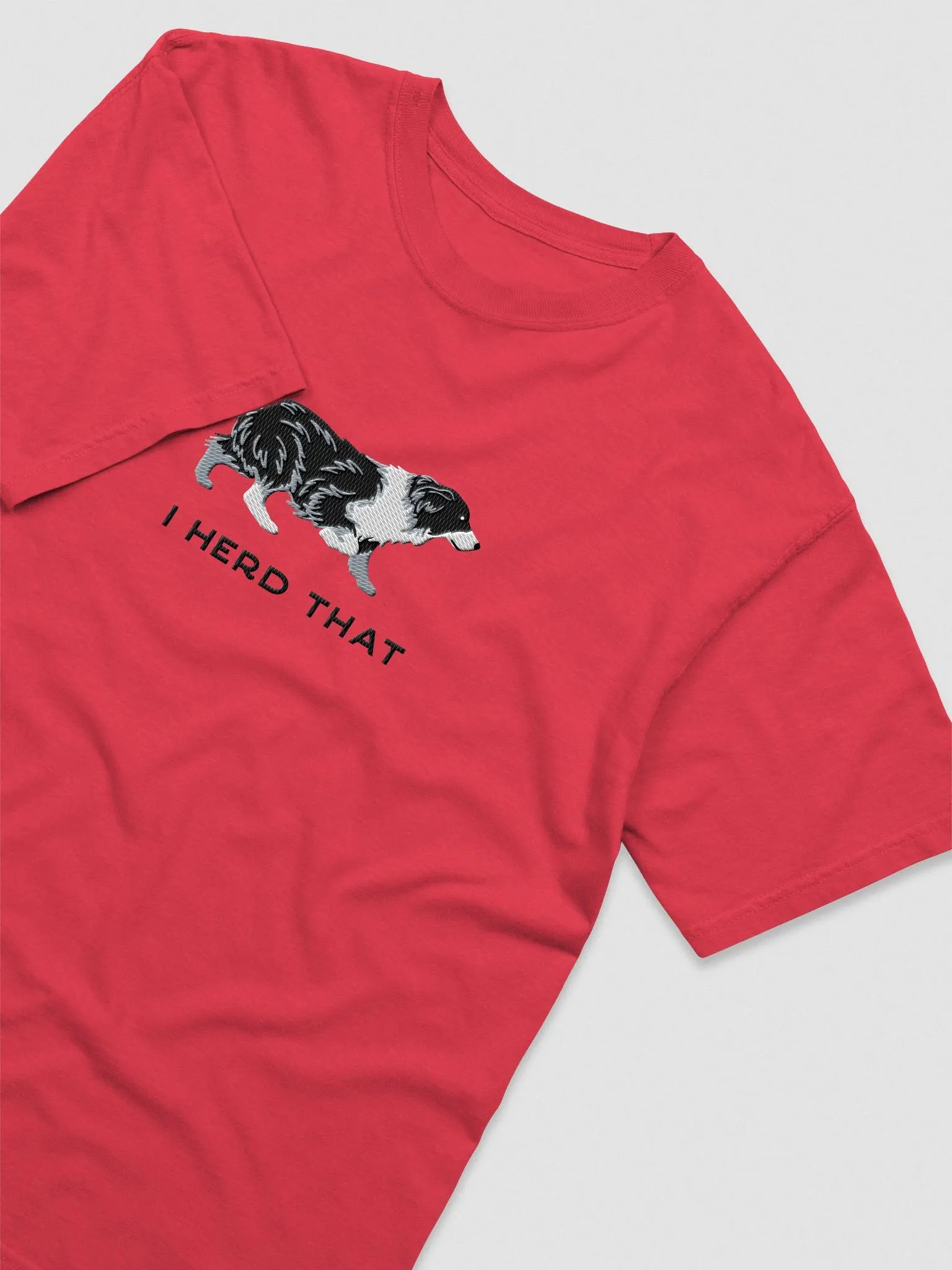 I Herd That T-Shirt(Embroidered) of an Australian Shepherd(Black & White) product image (7)