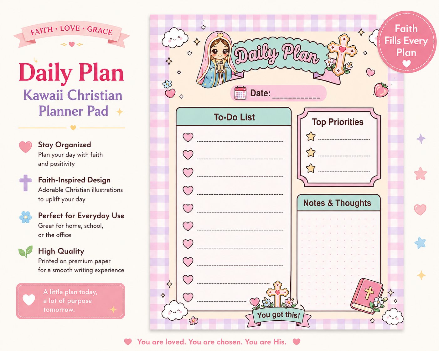 Kawaii Daily Planner Printable | Coquette To-Do list product image (4)