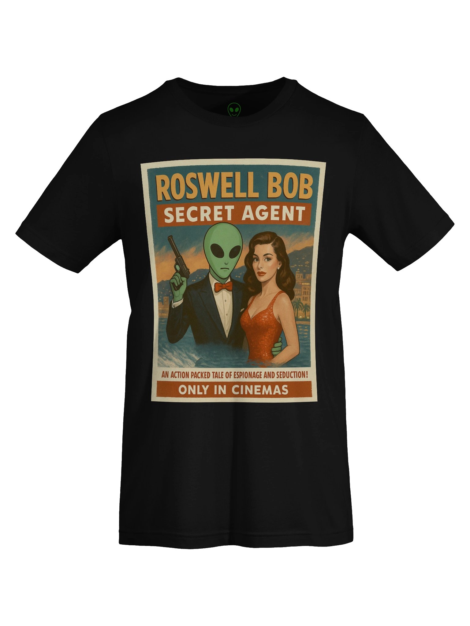 Secret Agent Parody Action Film Star Roswell Aliens 1950's Retro -Shirt product image (7)