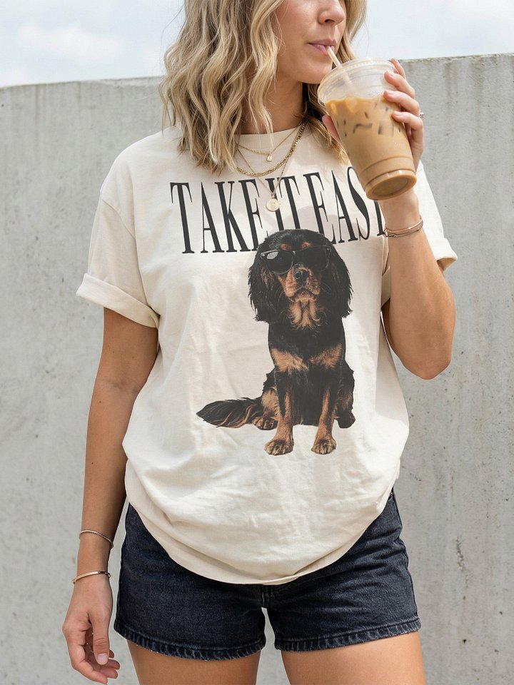 Take It Easy '90s Pop Vintage-Style T-Shirt for Cavalier King Charles Spaniel(Black & Tan) Lovers product image (2)