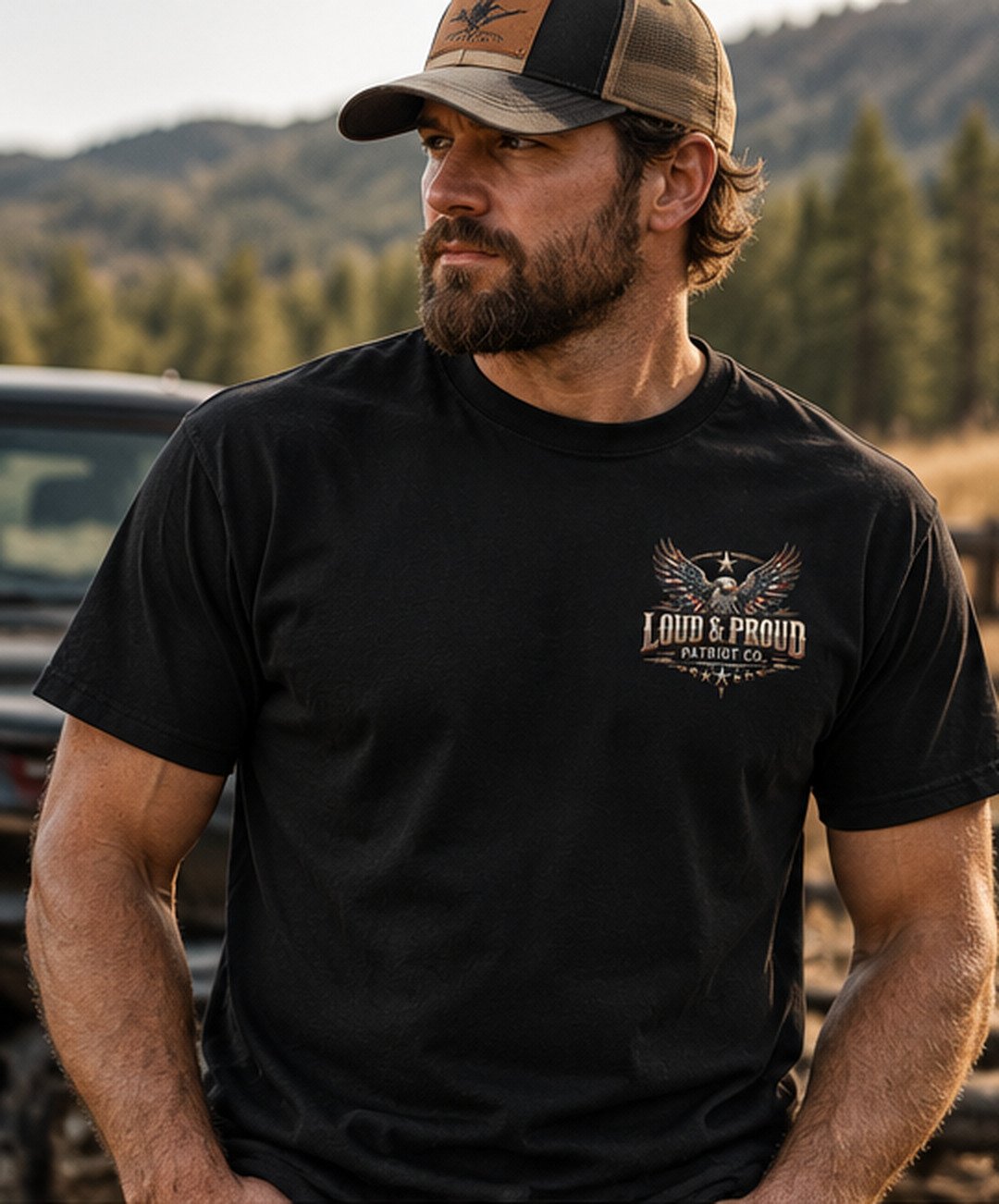 Double Barrel Thunder – Men's Patriotic Eagle Heavyweight Tee product image (2)