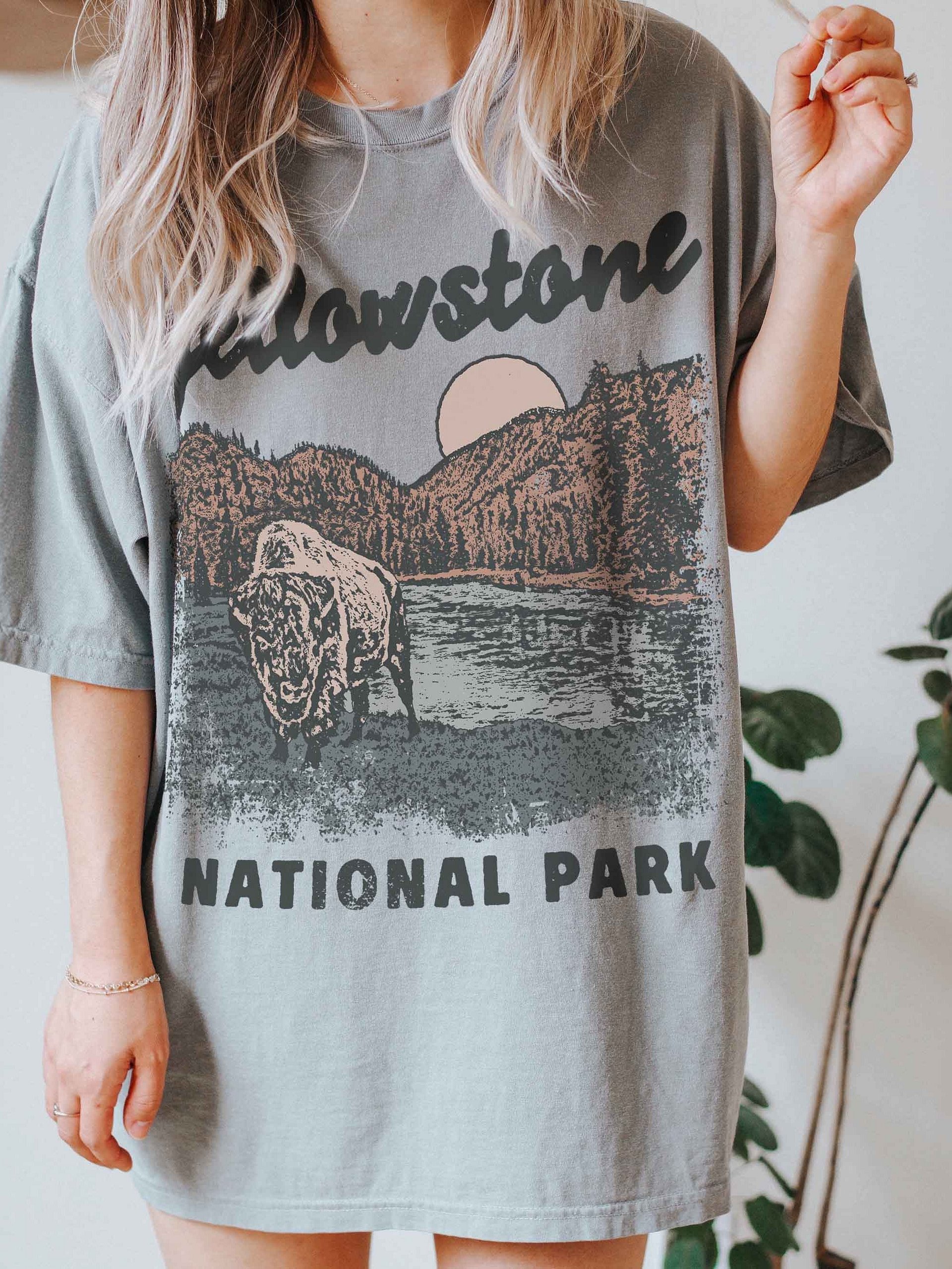 Yellowstone National Park Buffalo Shirt – Vintage Bison Landscape Retro Graphic Tee product image (2)