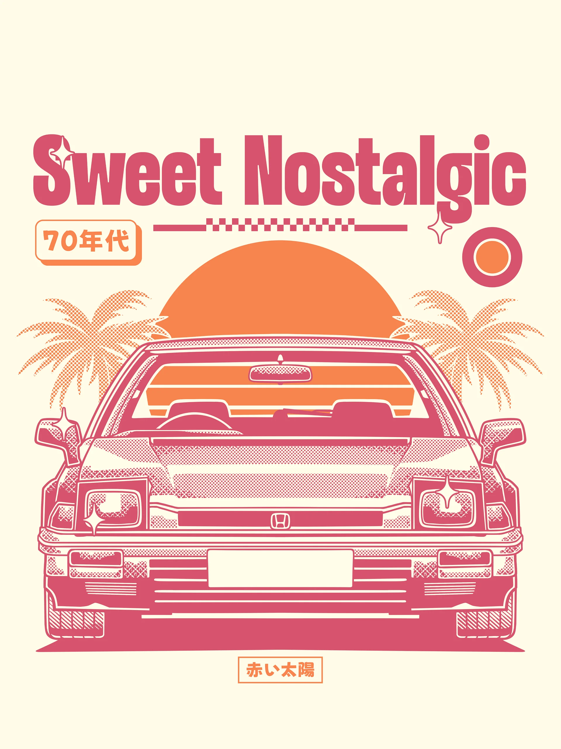Sweet Nostalgic – Honda Prelude 70s Retro Sunset Illustration Print product image (1)