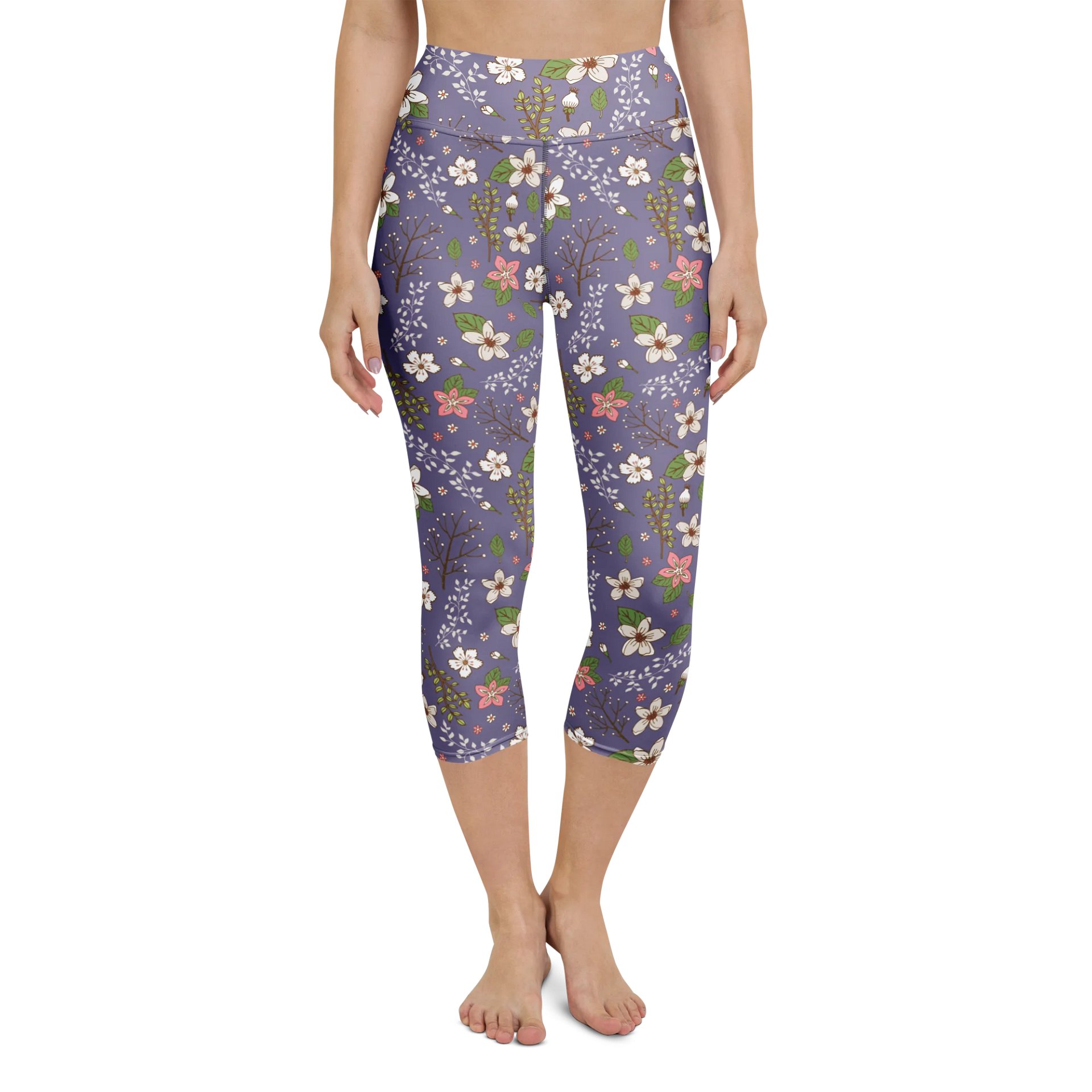 High-Waisted Floral Yoga Capri Leggings – Women’s All-Over Print Activewear product image (4)