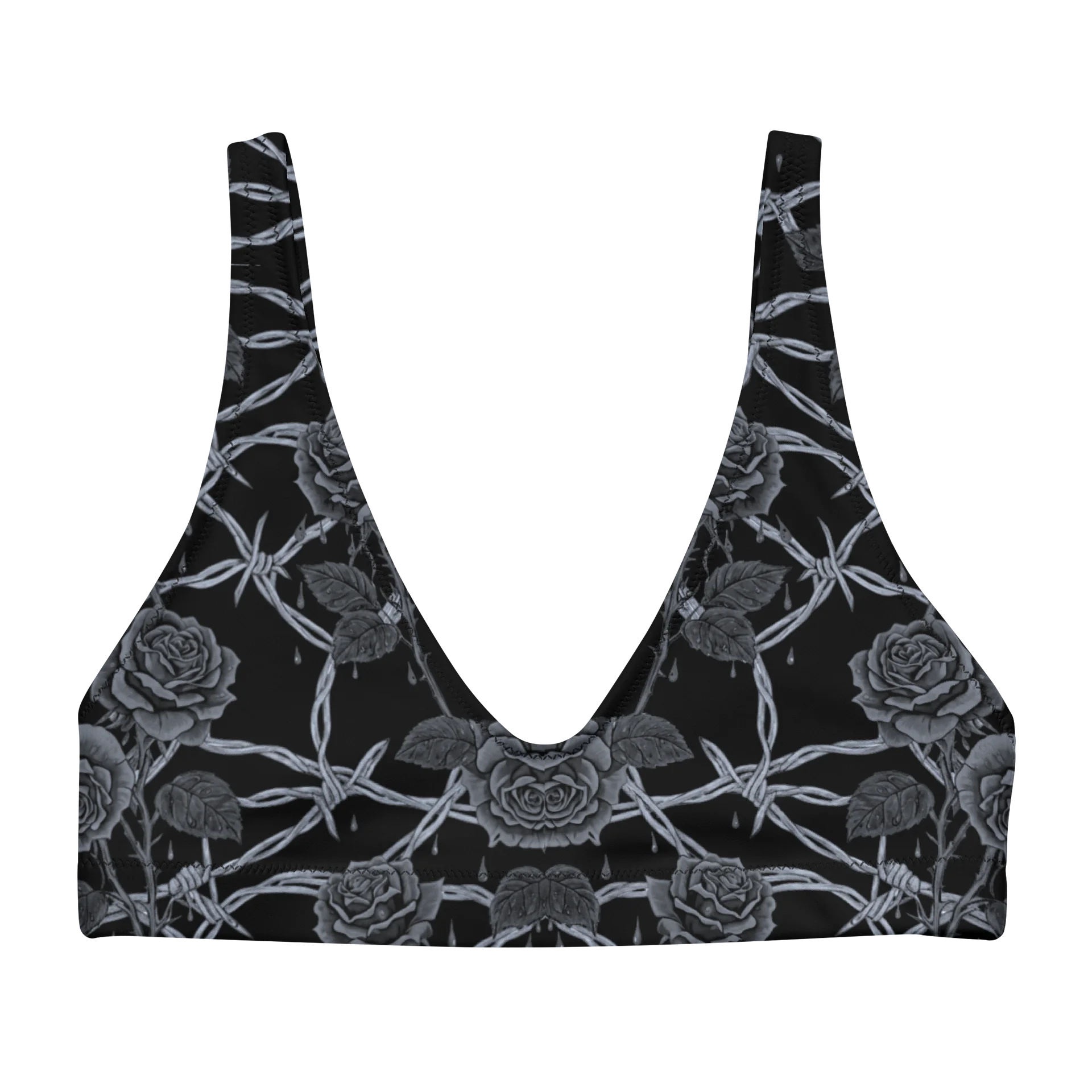 Grayscale Barbed Wire & Roses Padded Top product image (1)